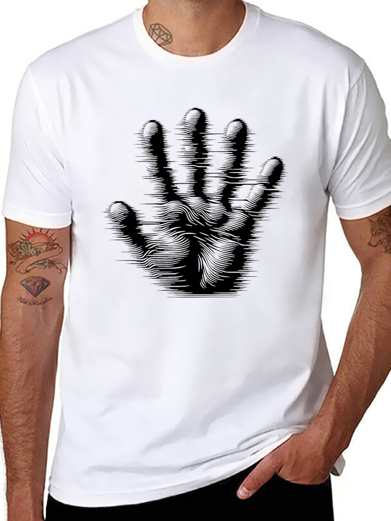 Abstract Hand Print Black T-Shirt - Modern Graphic Tee