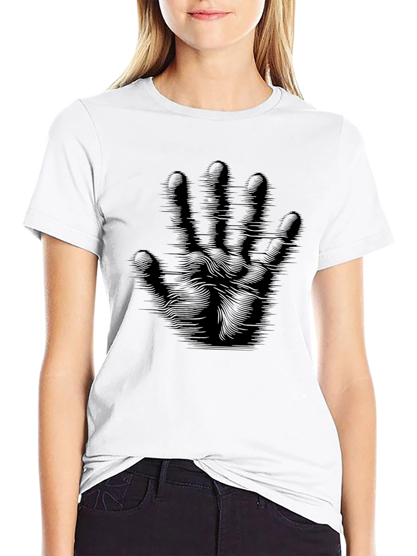 Abstract Hand Print Black T-Shirt - Modern Graphic Tee