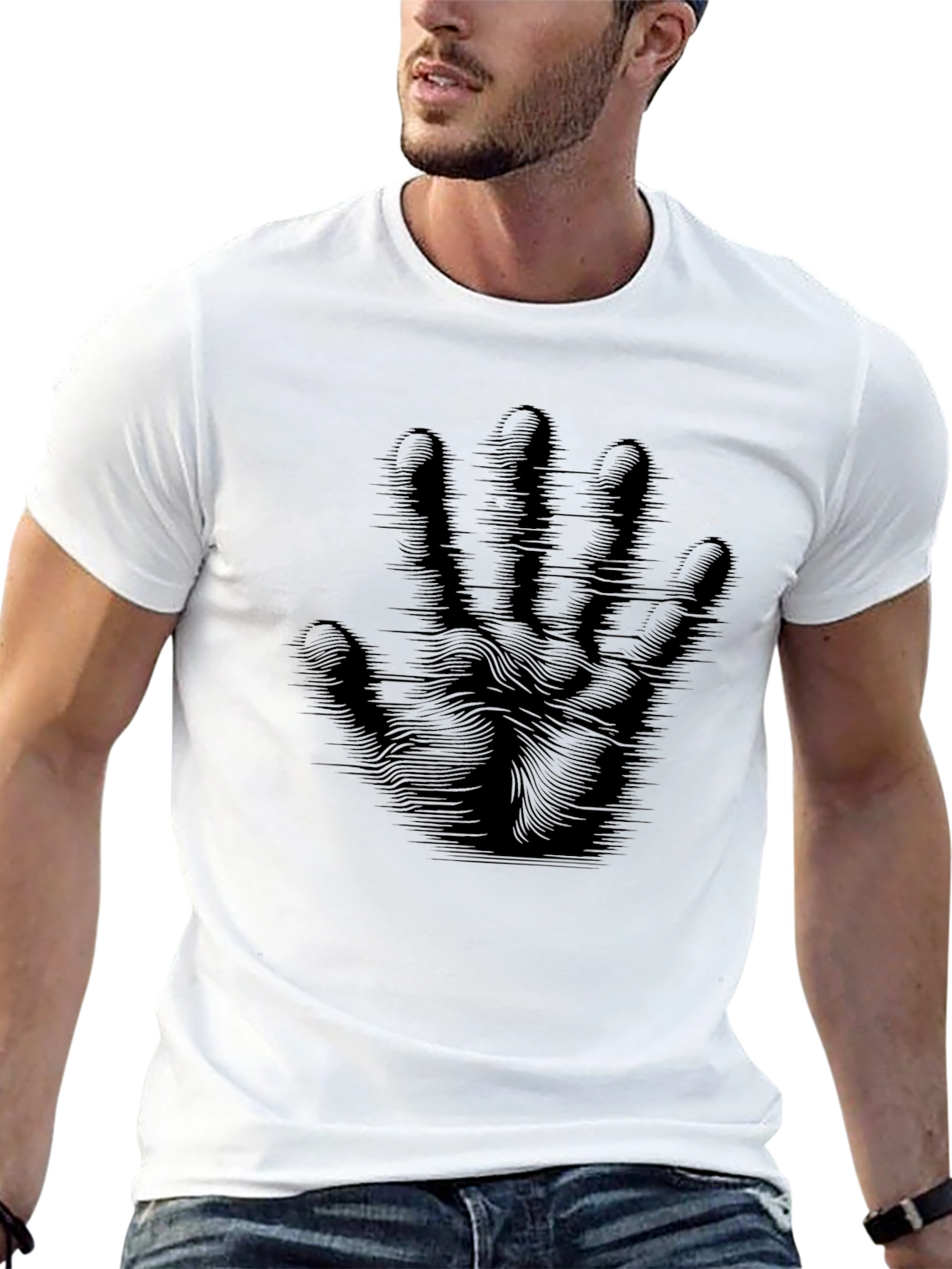 Abstract Hand Print Black T-Shirt - Modern Graphic Tee