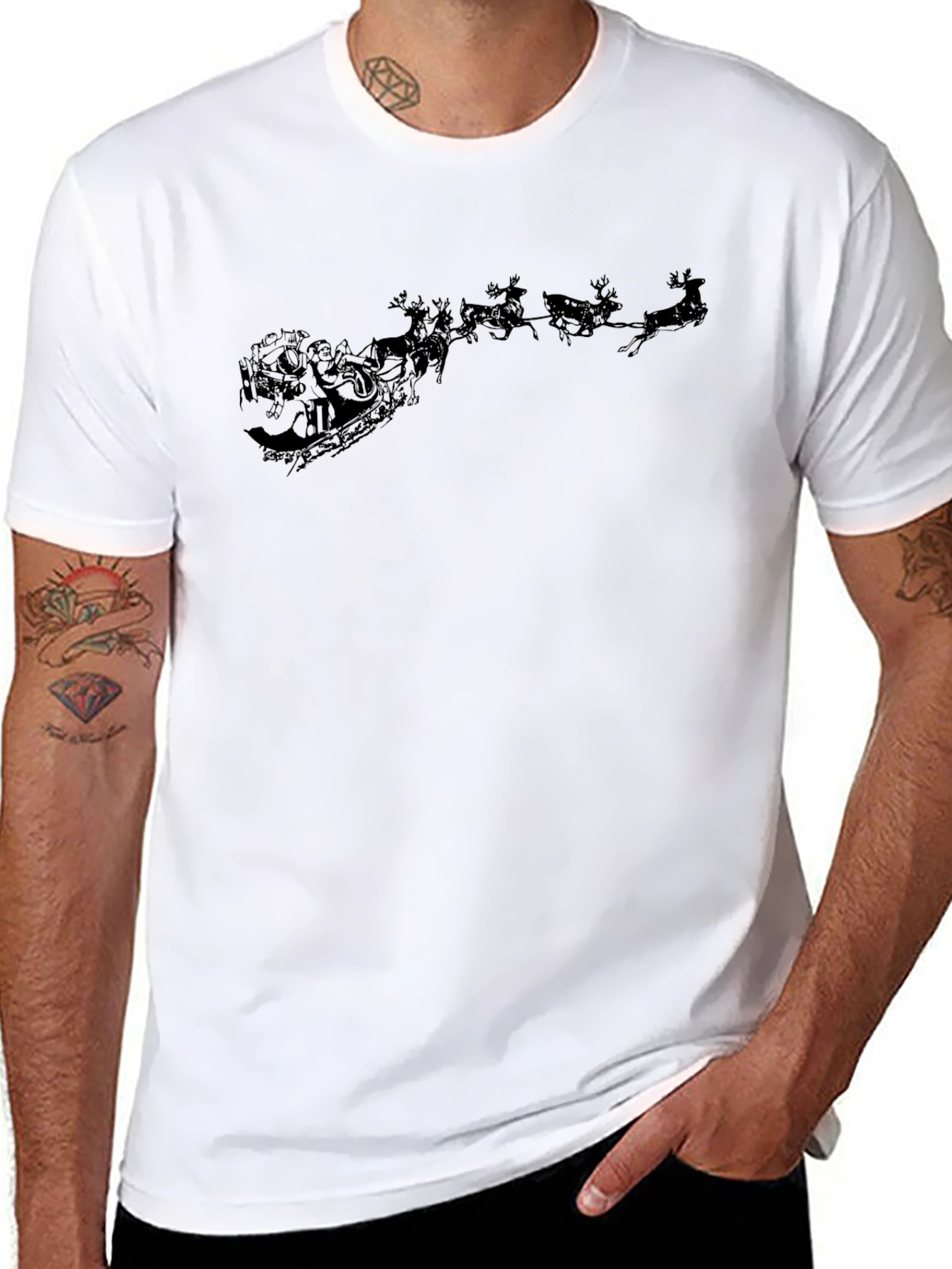 Santas Sleigh T-Shirt - Black Graphic Tee