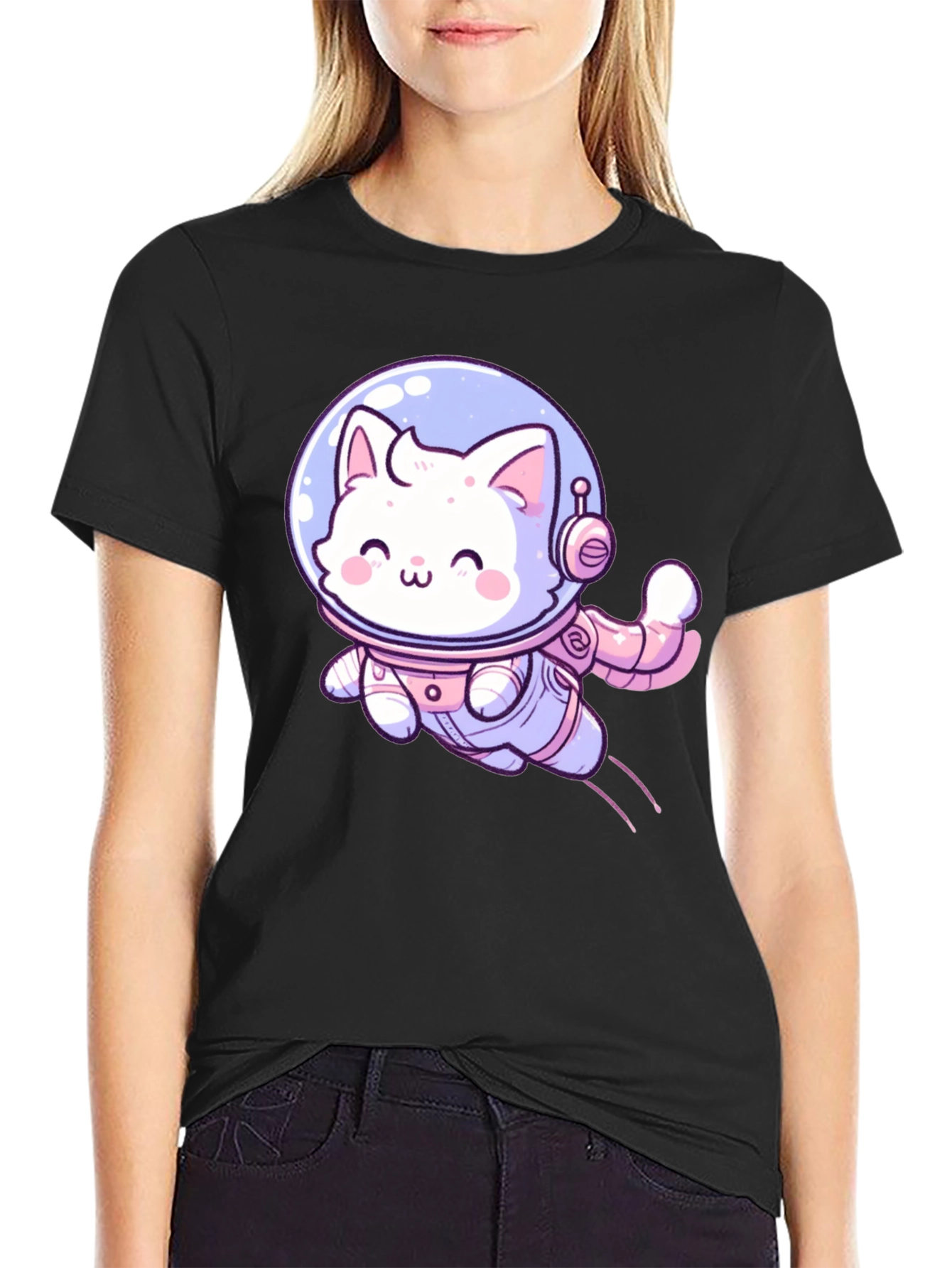 Cute Cat Astronaut Graphic T-Shirt