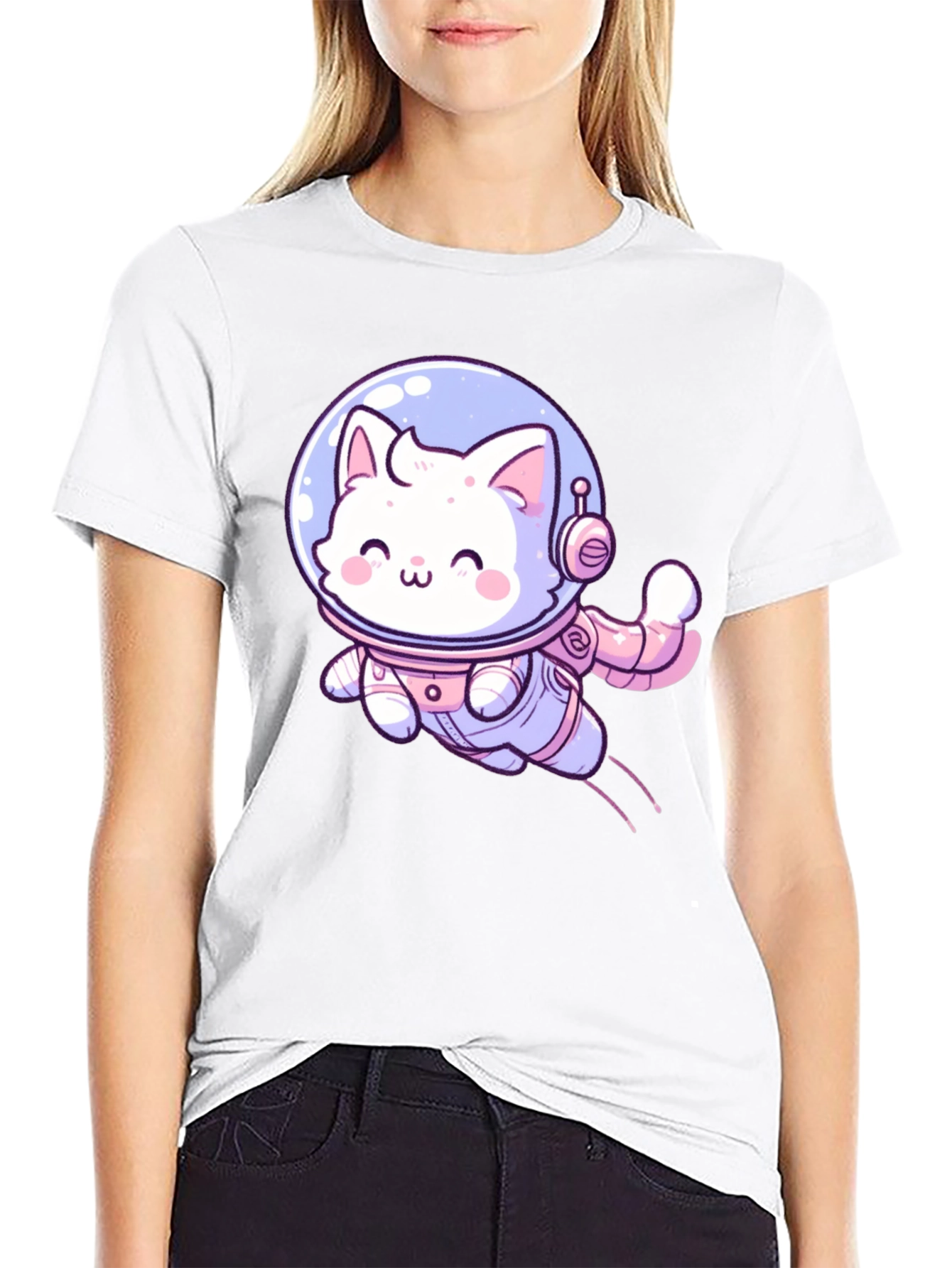 Cute Cat Astronaut Graphic T-Shirt