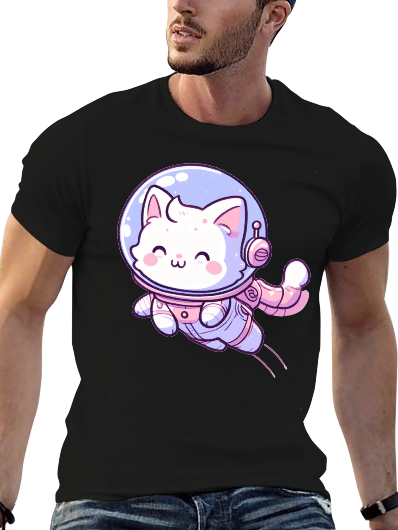 Cute Cat Astronaut Graphic T-Shirt