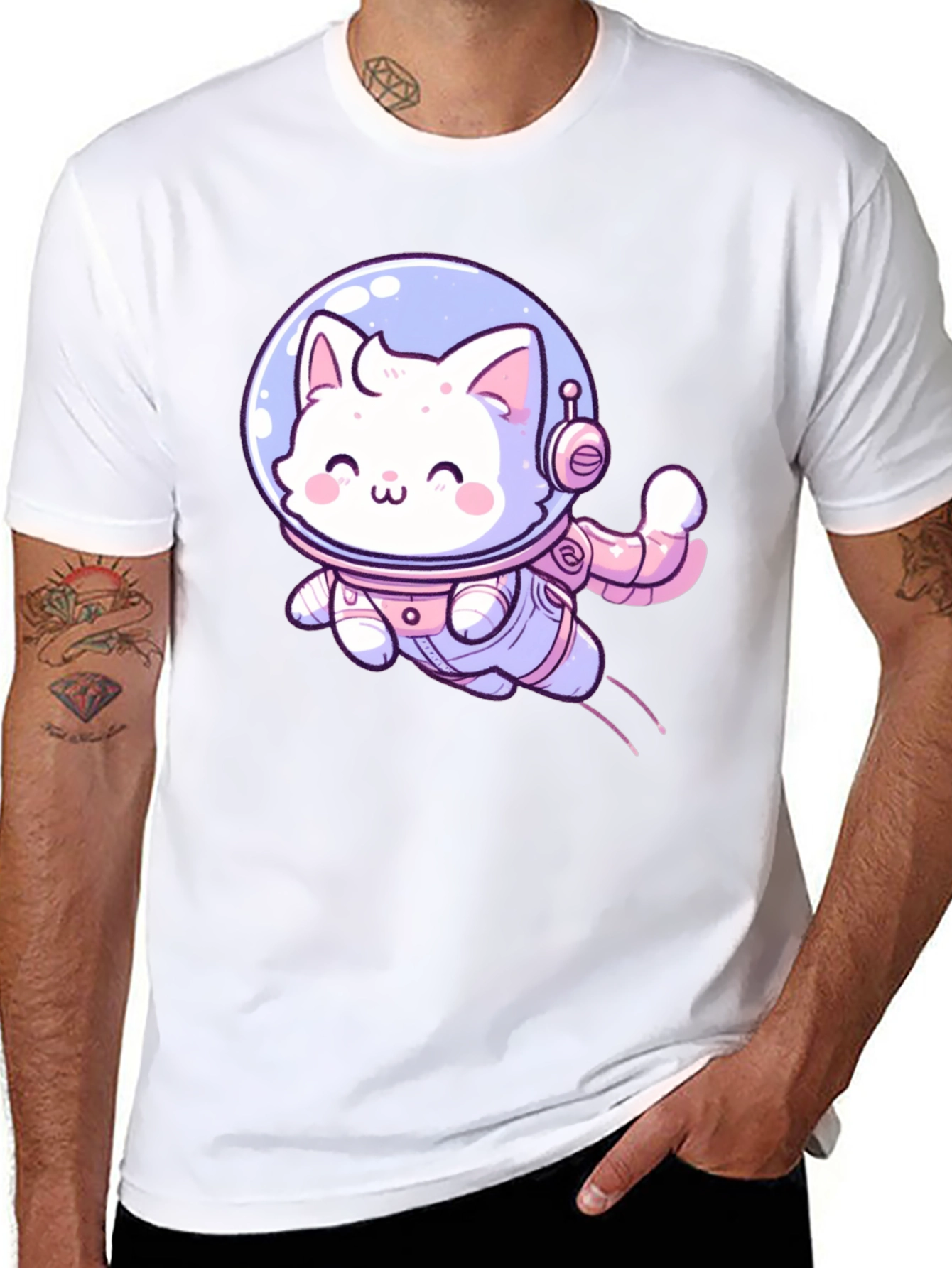 Cute Cat Astronaut Graphic T-Shirt