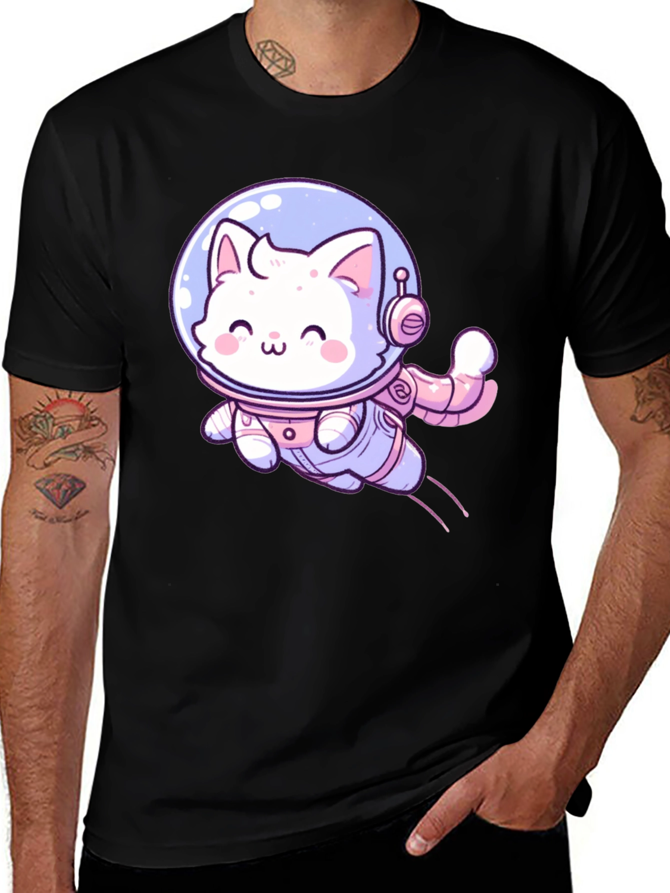 Cute Cat Astronaut Graphic T-Shirt