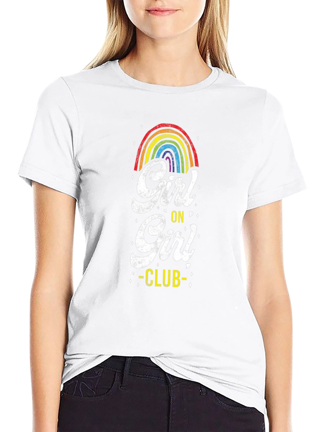 Girl on Girl Club Rainbow Graphic Tee - Black