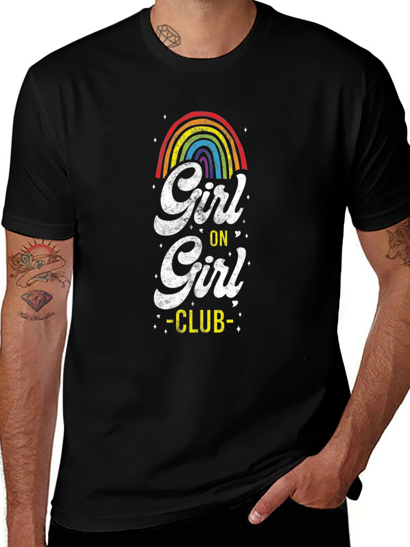 Girl on Girl Club Rainbow Graphic Tee - Black
