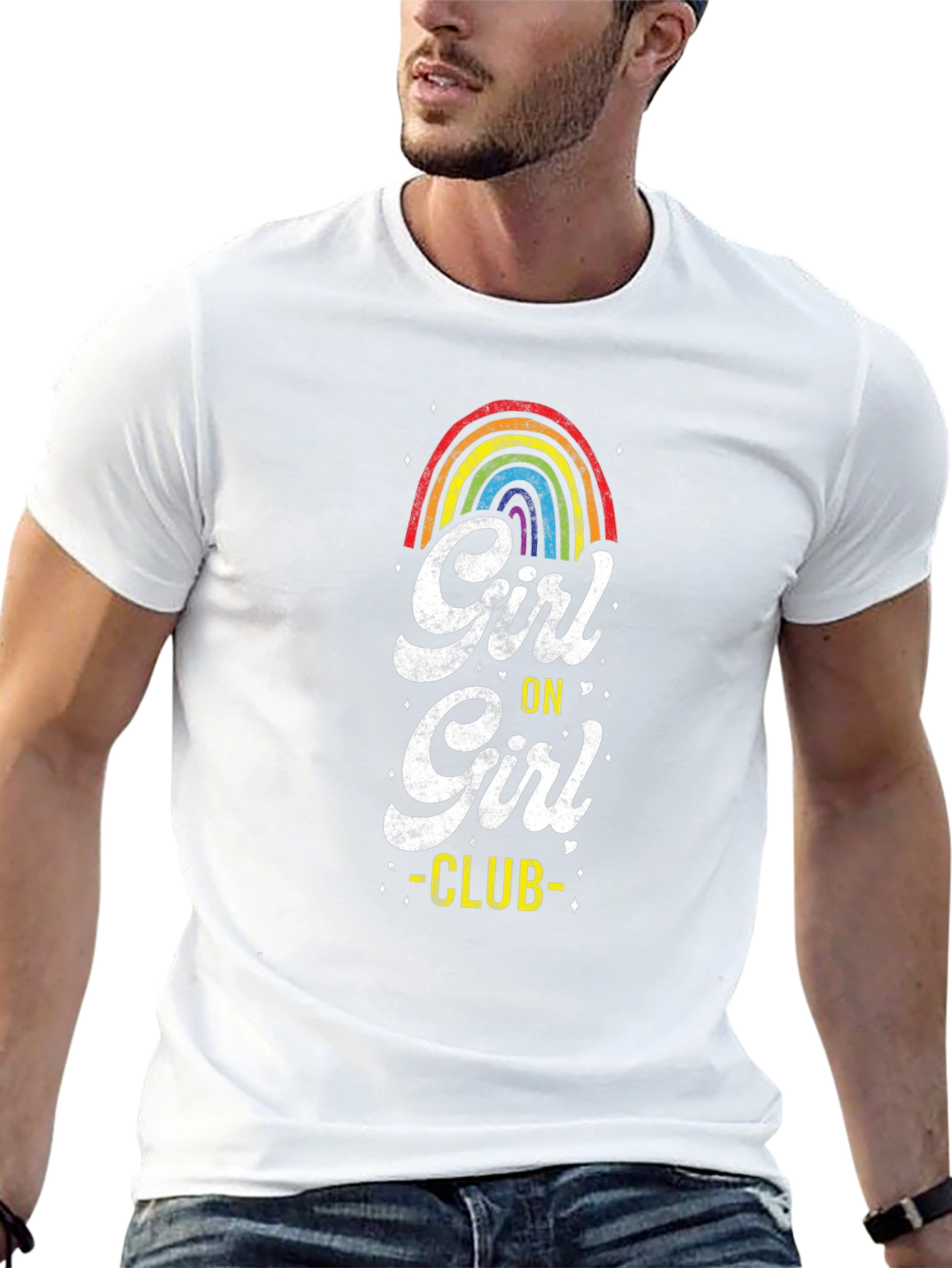 Girl on Girl Club Rainbow Graphic Tee - Black