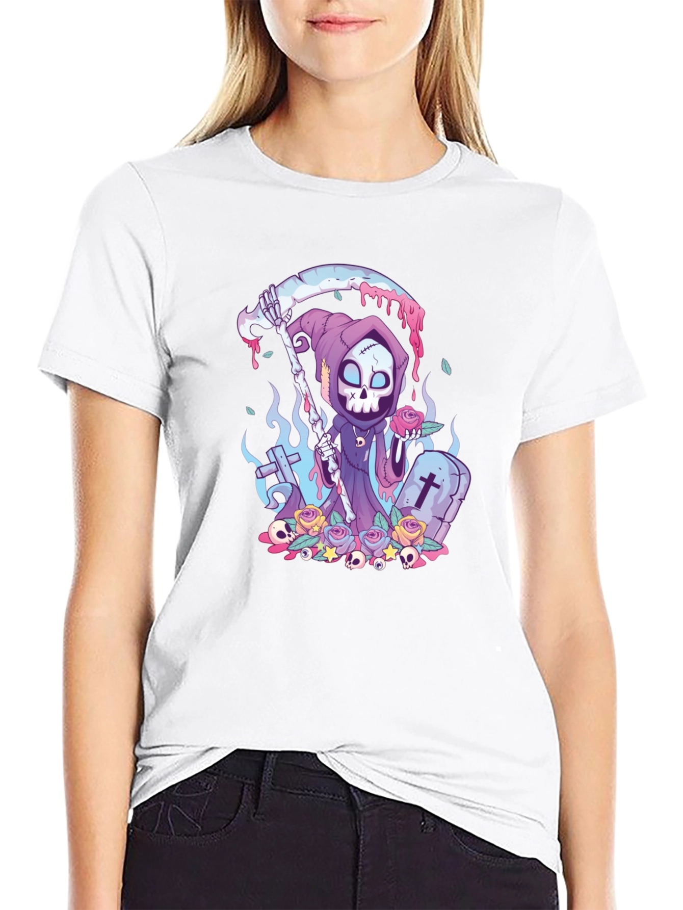 Grim Reaper Graphic Tee - Cartoon Death T-Shirt