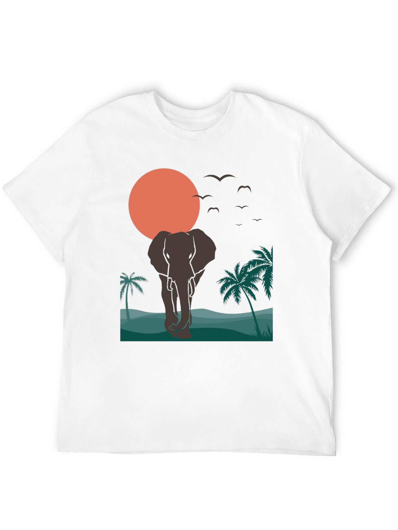 Elephant Sunset T-Shirt - Tropical Wildlife Graphic Tee