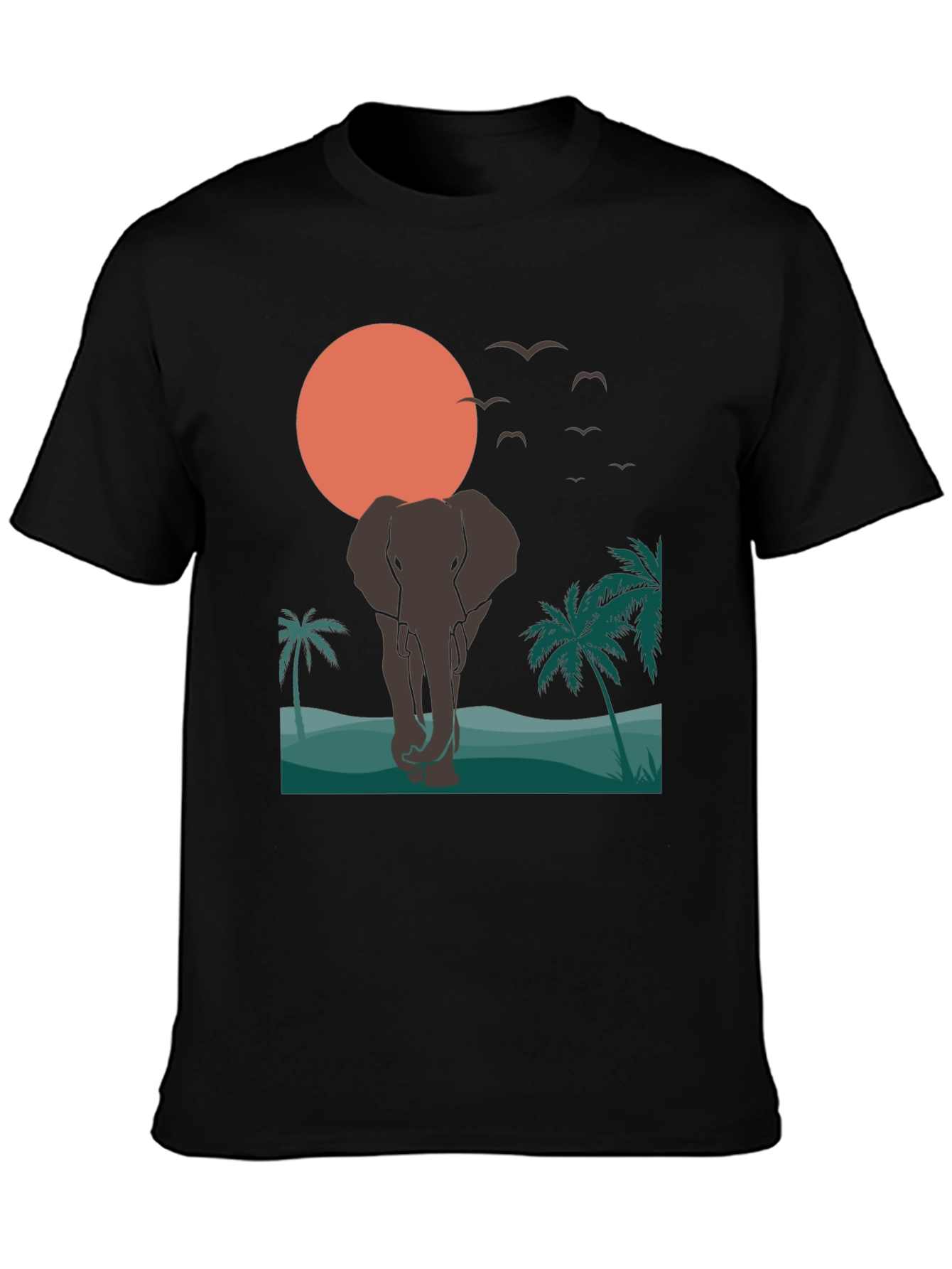 Elephant Sunset T-Shirt - Tropical Wildlife Graphic Tee