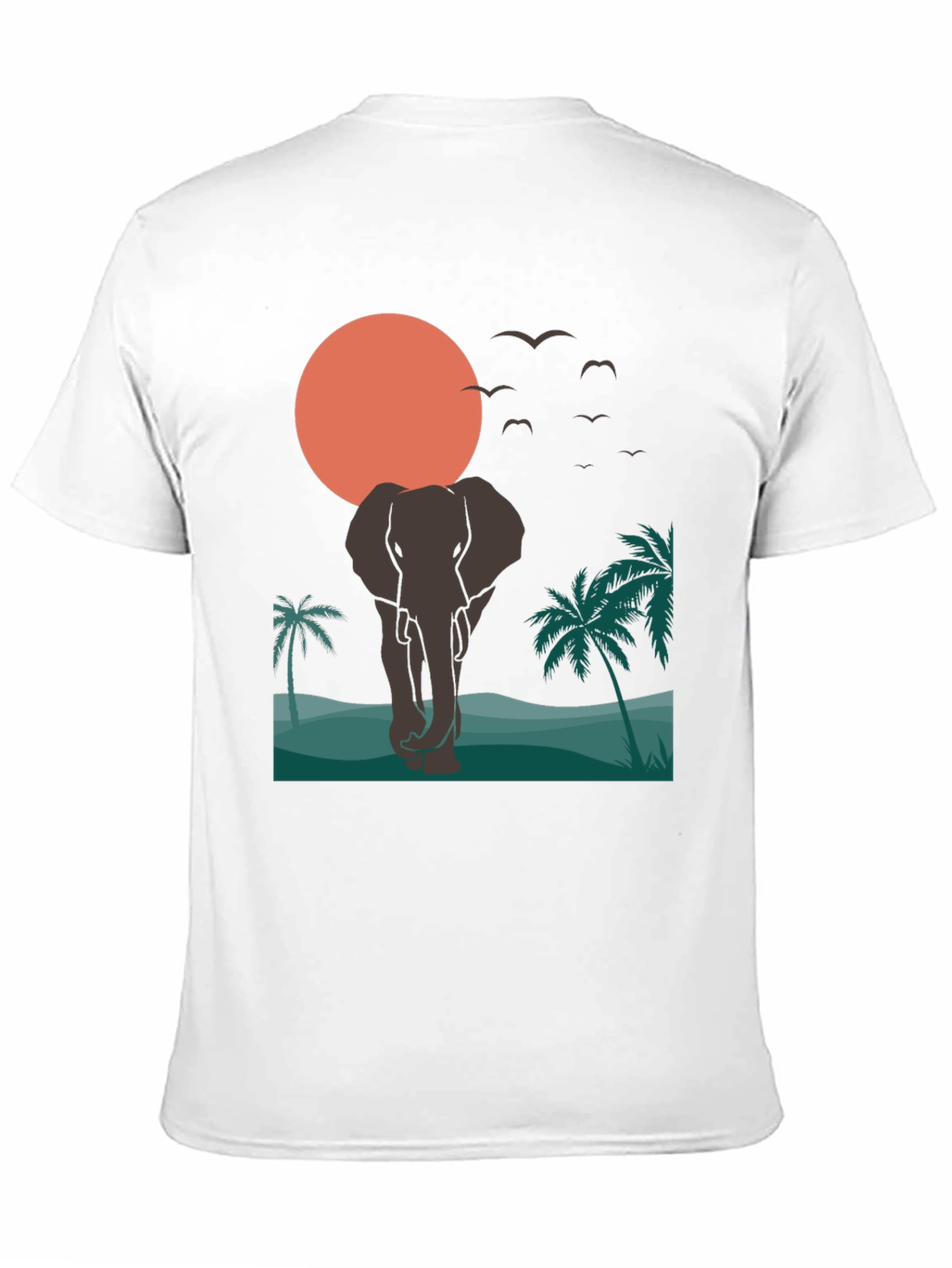 Elephant Sunset T-Shirt - Tropical Wildlife Graphic Tee
