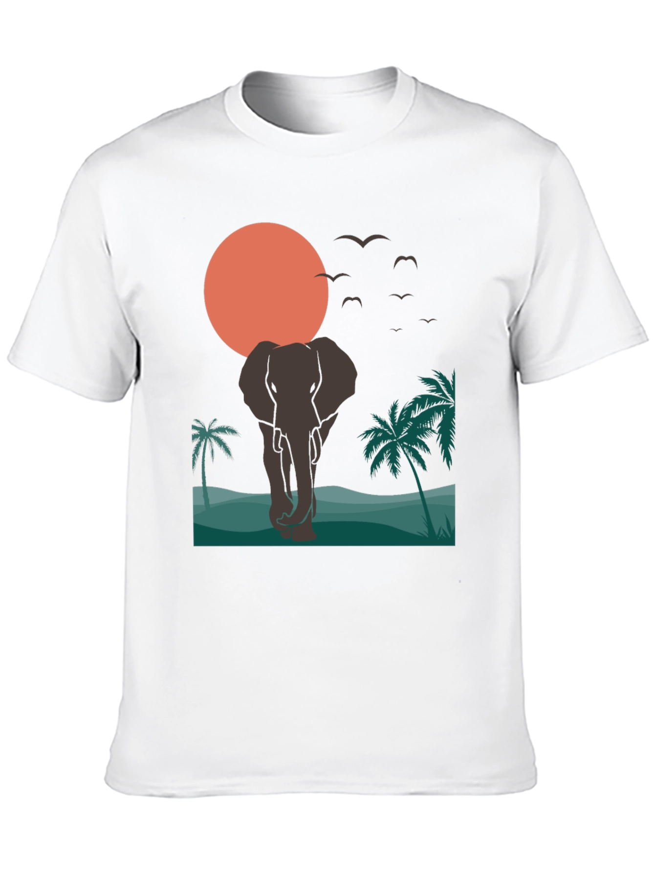Elephant Sunset T-Shirt - Tropical Wildlife Graphic Tee