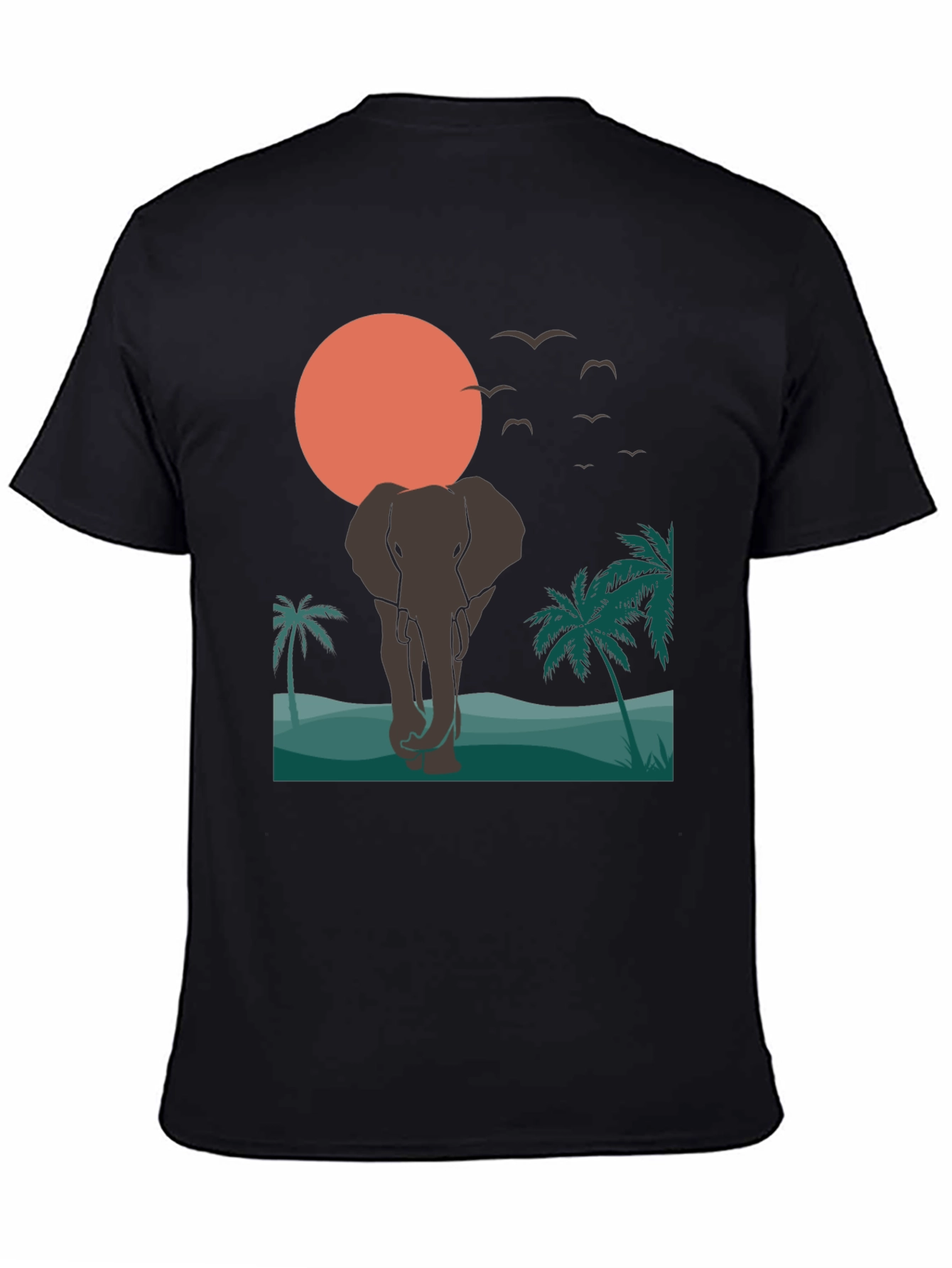 Elephant Sunset T-Shirt - Tropical Wildlife Graphic Tee