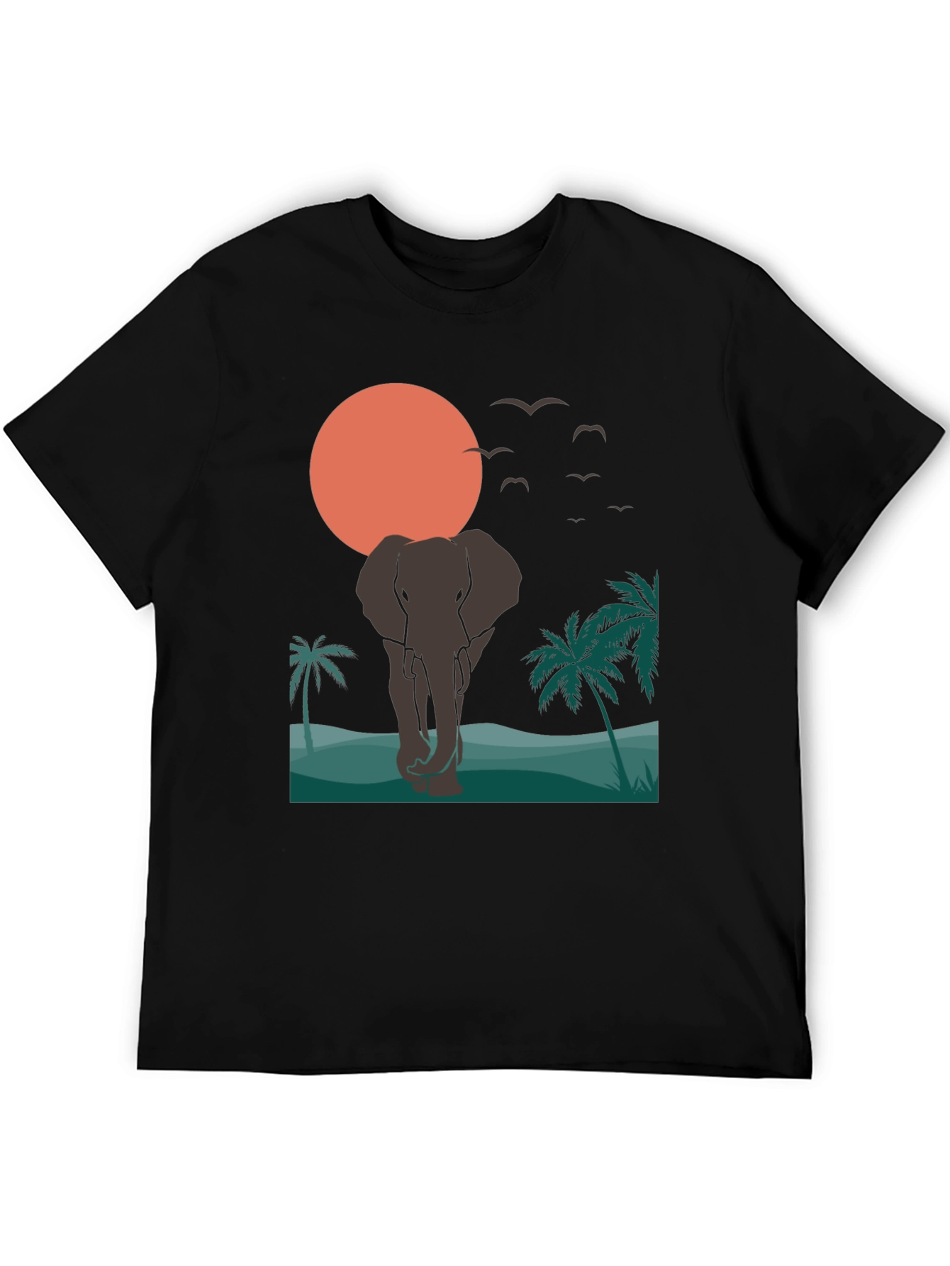 Elephant Sunset T-Shirt - Tropical Wildlife Graphic Tee