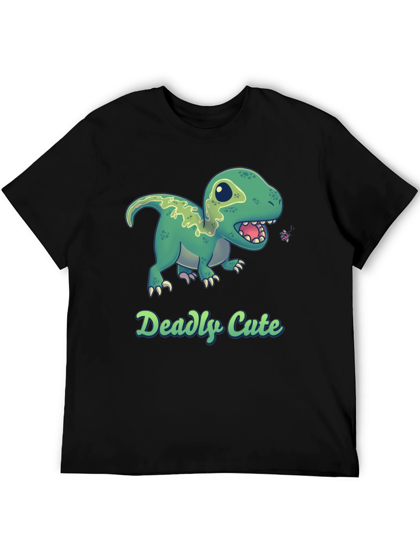Deadly Cute Dino Black T-Shirt