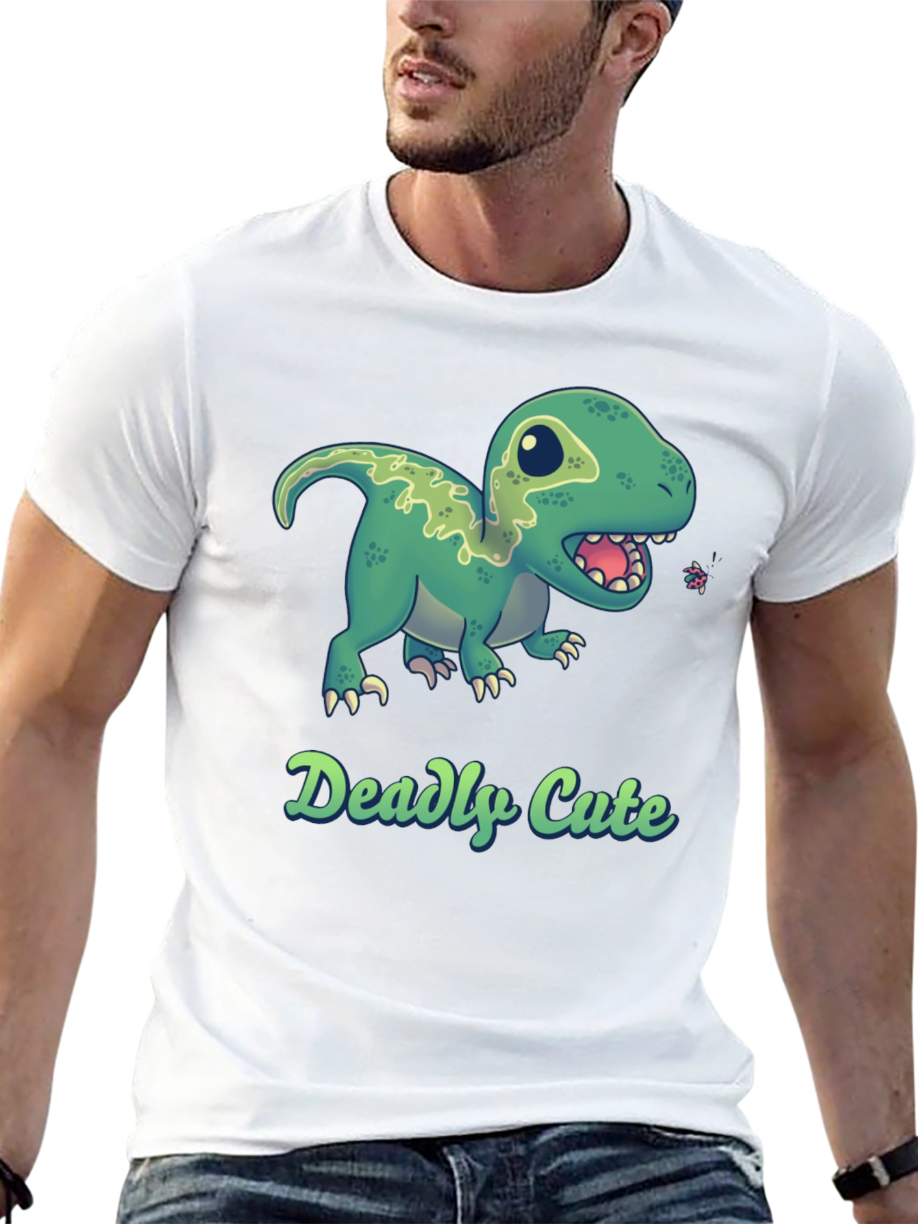 Deadly Cute Dino Black T-Shirt