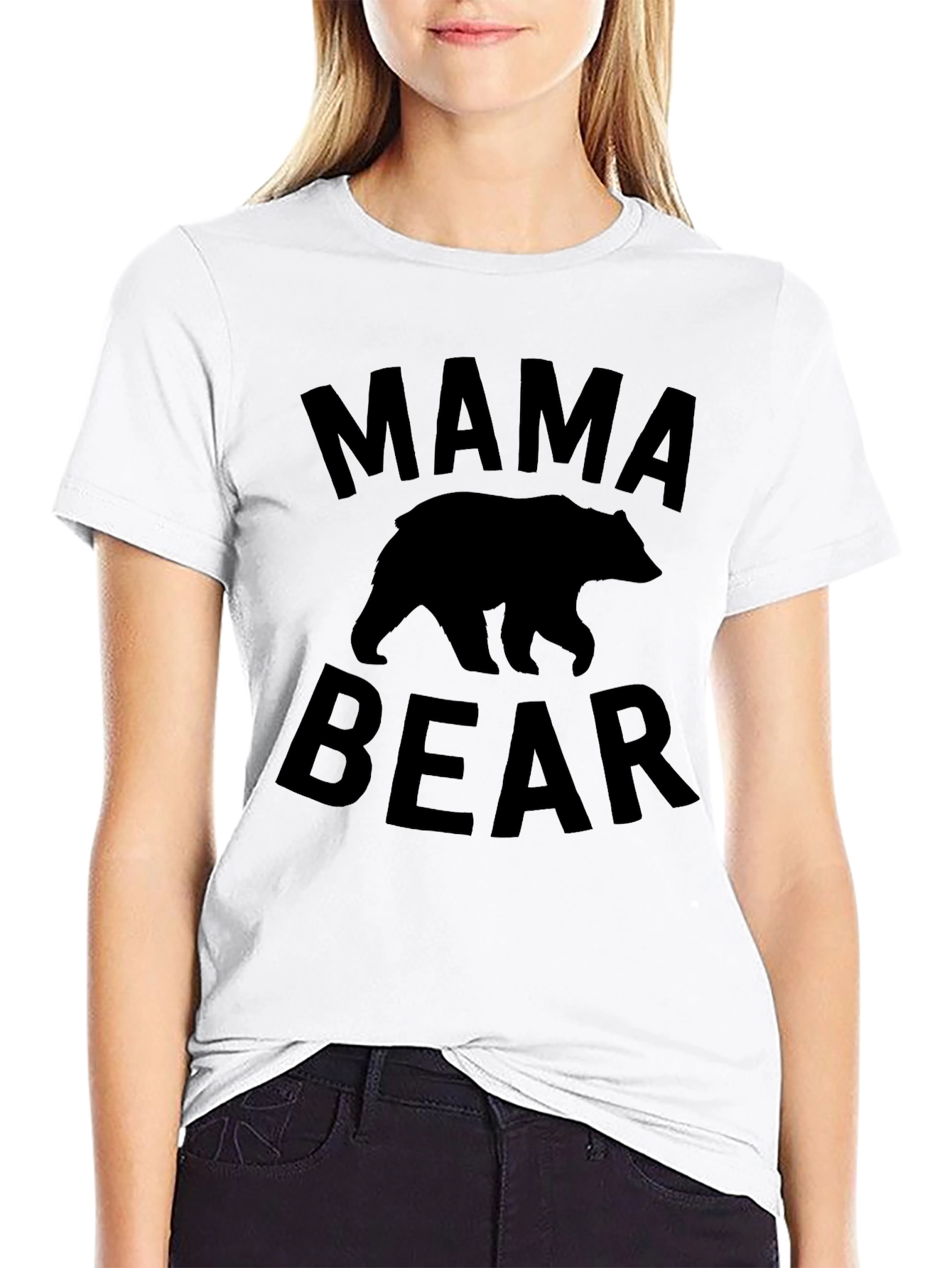 Mama Bear Graphic T-Shirt - Black Crew Neck Tee