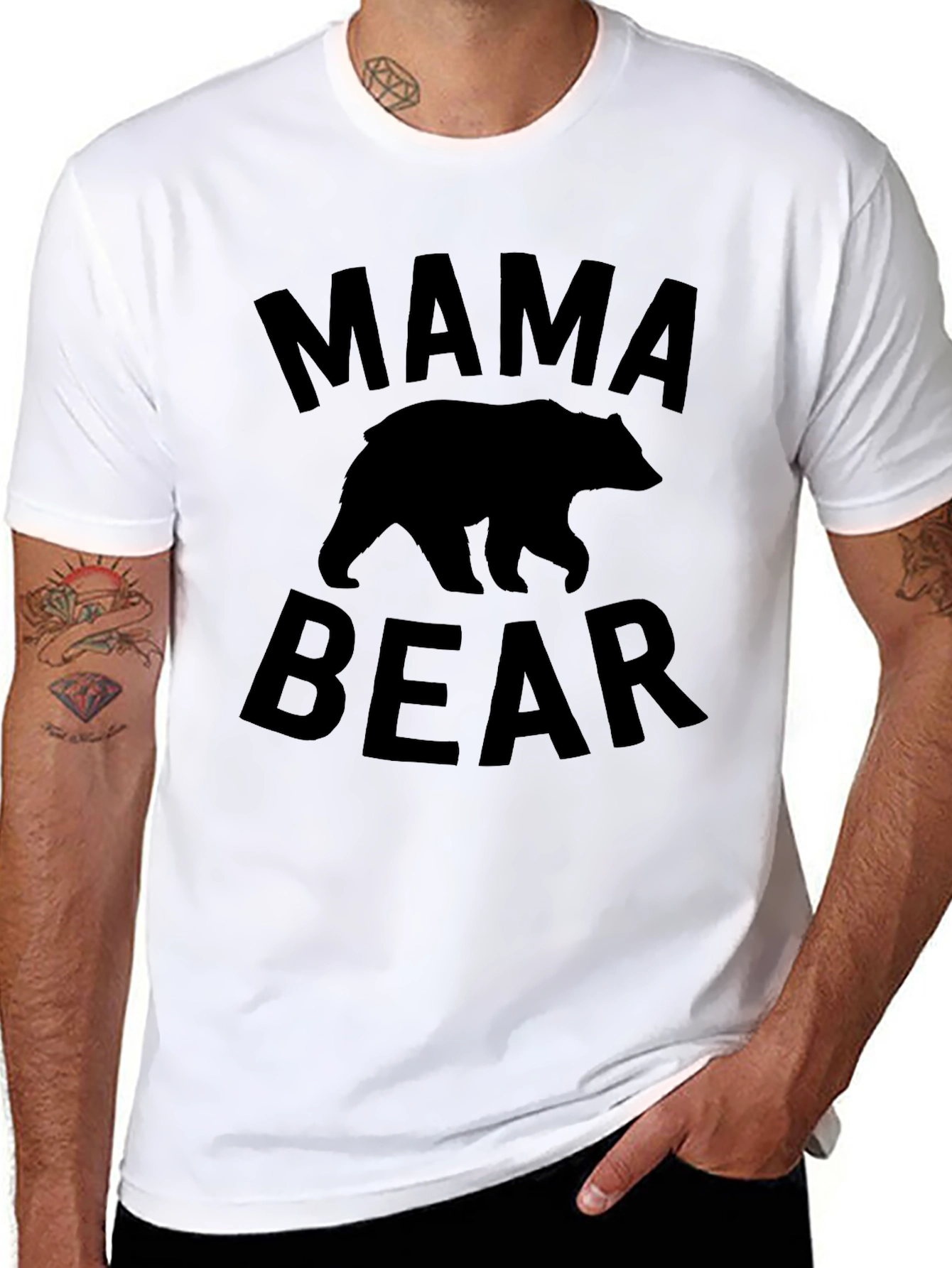 Mama Bear Graphic T-Shirt - Black Crew Neck Tee