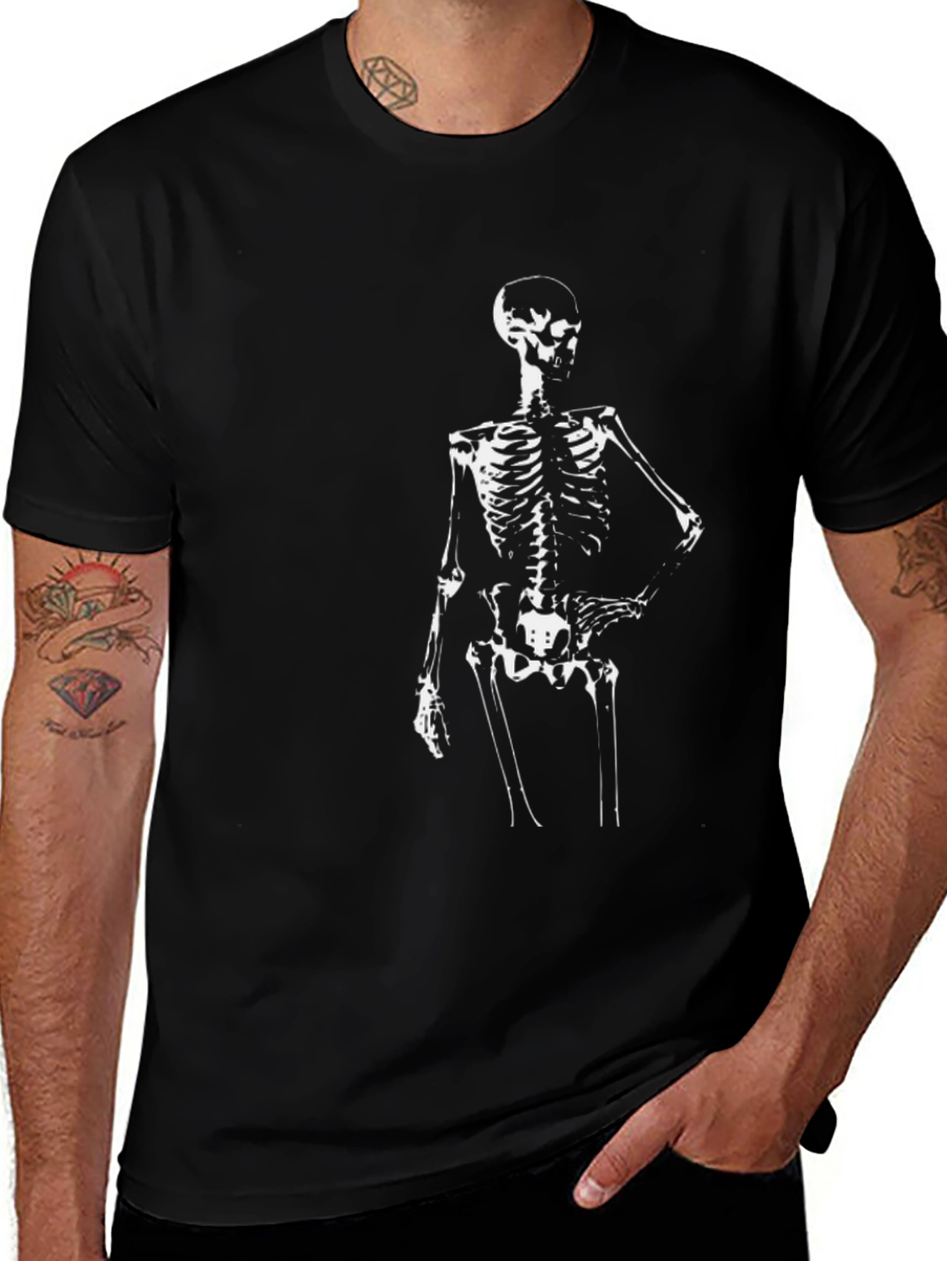 Skeleton Graphic Print T-Shirt - Black