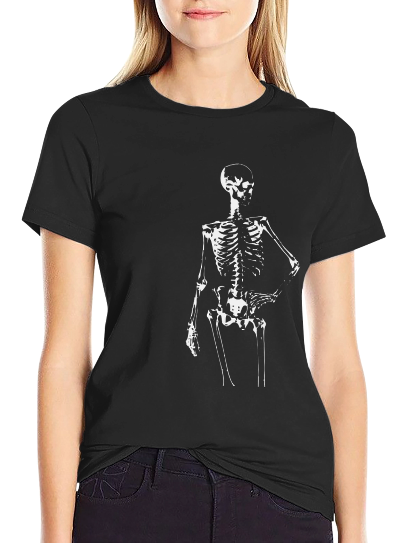 Skeleton Graphic Print T-Shirt - Black