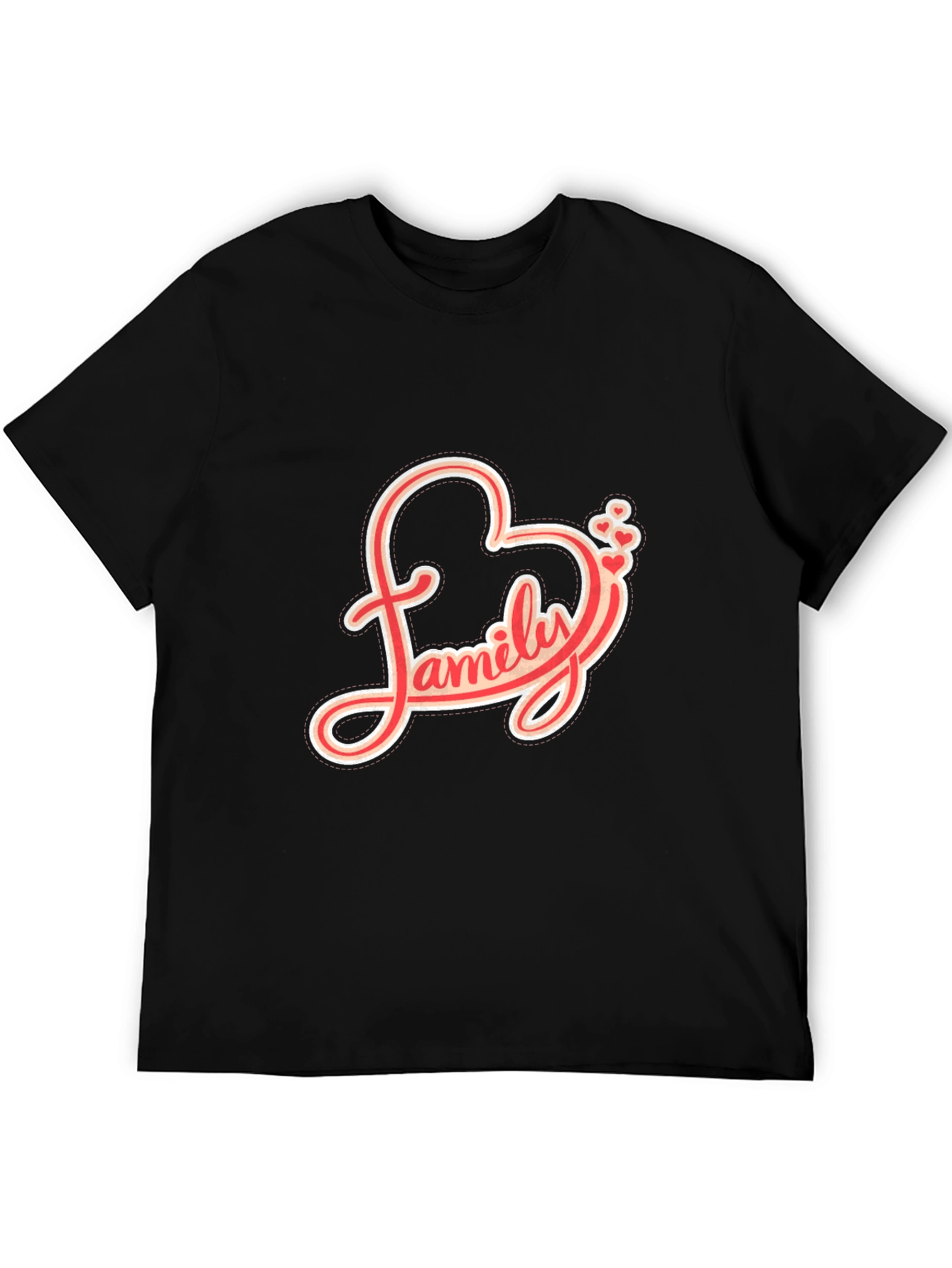 Family Love Heart Graphic Black T-Shirt