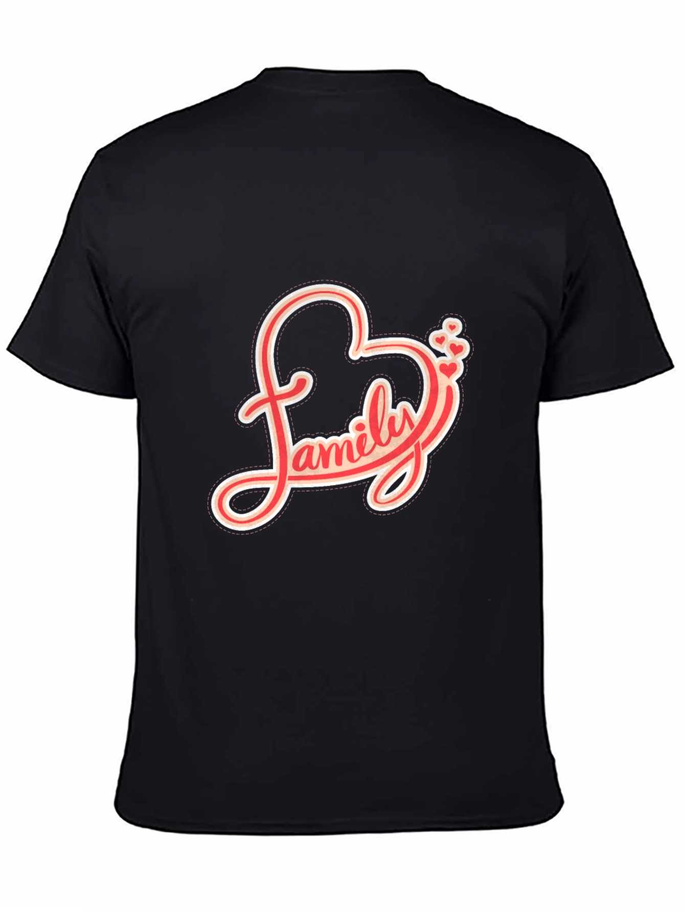 Family Love Heart Graphic Black T-Shirt