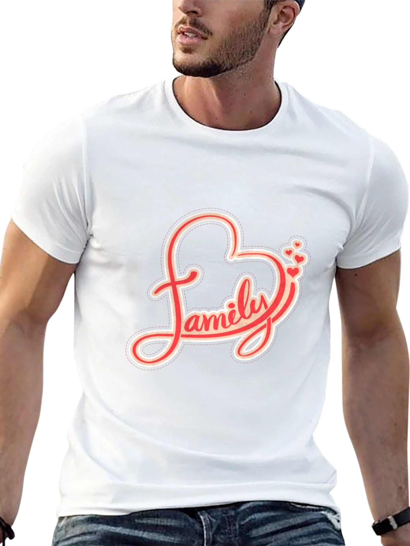 Family Love Heart Graphic Black T-Shirt