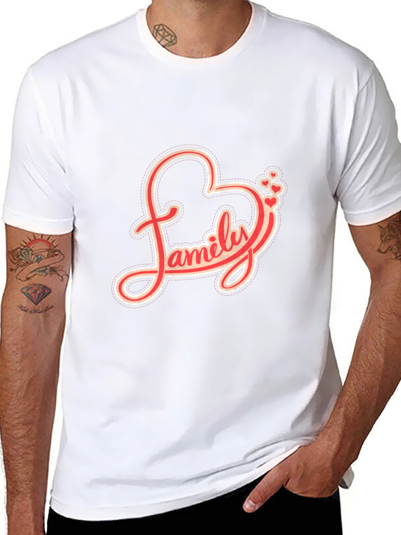 Family Love Heart Graphic Black T-Shirt