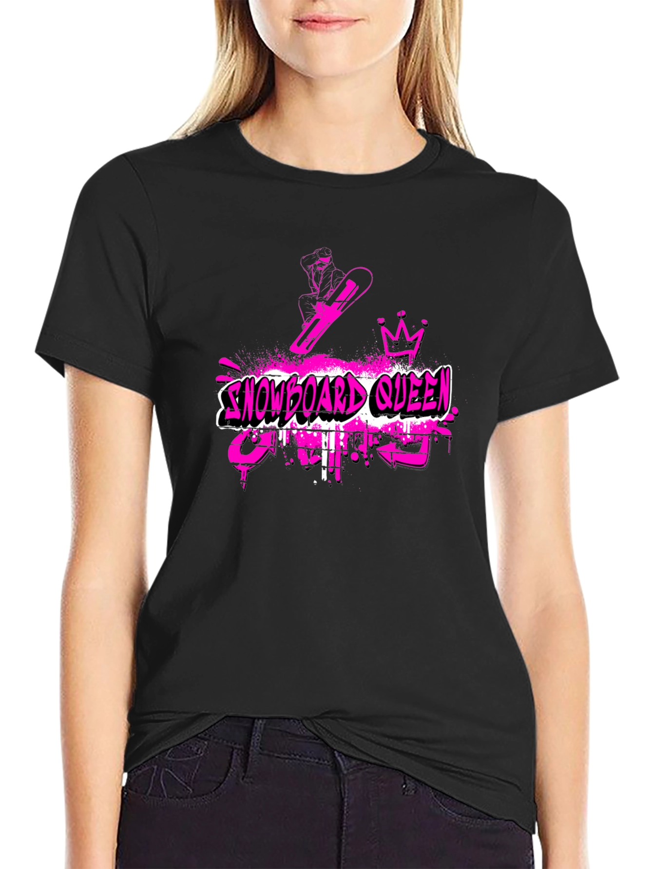 Snowboard Queen Black T-Shirt