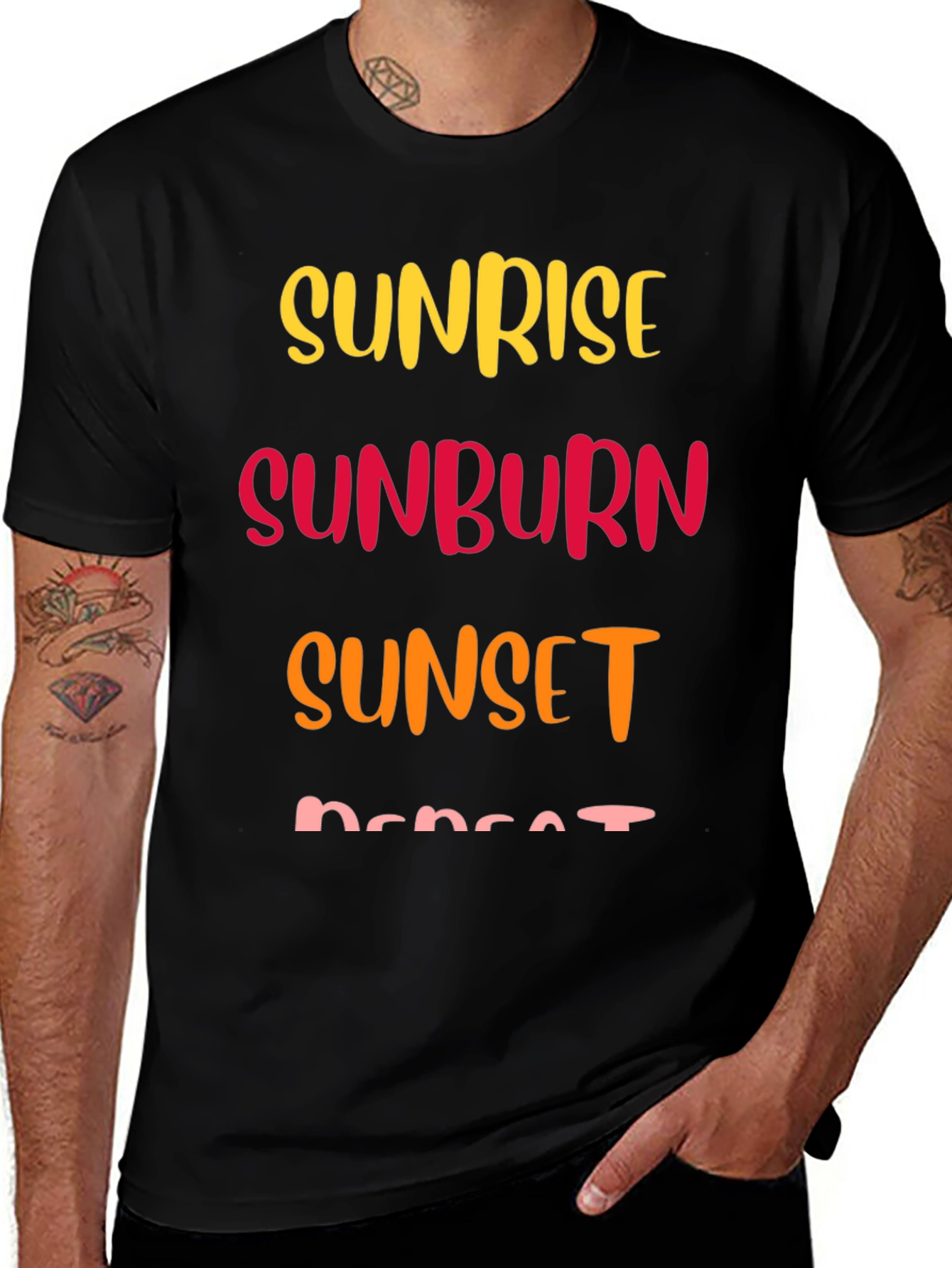 Sunrise Sunburn Sunset Repeat Graphic T-Shirt