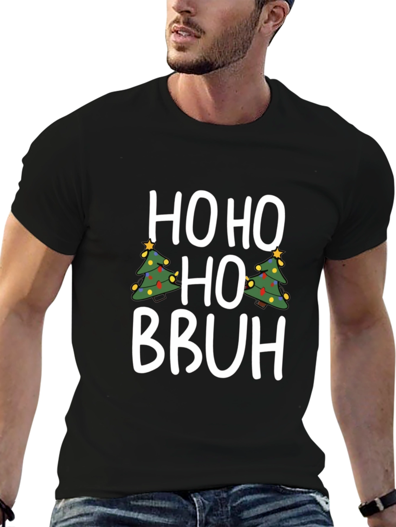 Ho Ho Ho Bruh Christmas Tree Graphic Tee