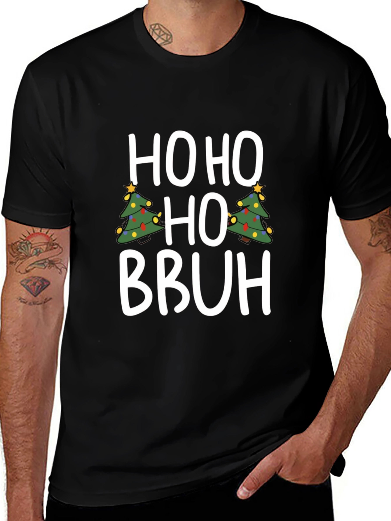Ho Ho Ho Bruh Christmas Tree Graphic Tee