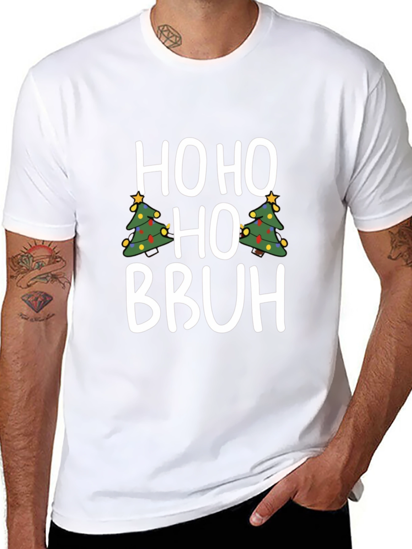 Ho Ho Ho Bruh Christmas Tree Graphic Tee