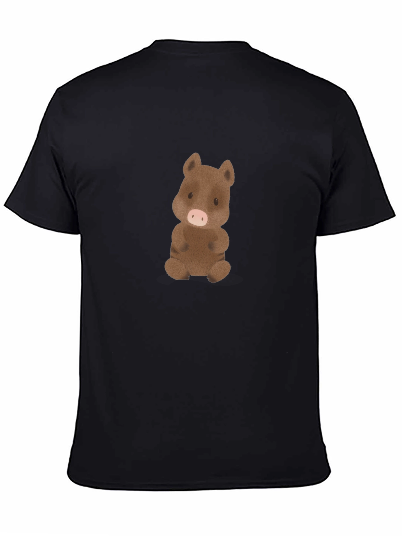 Cute Cartoon Boar Black T-Shirt
