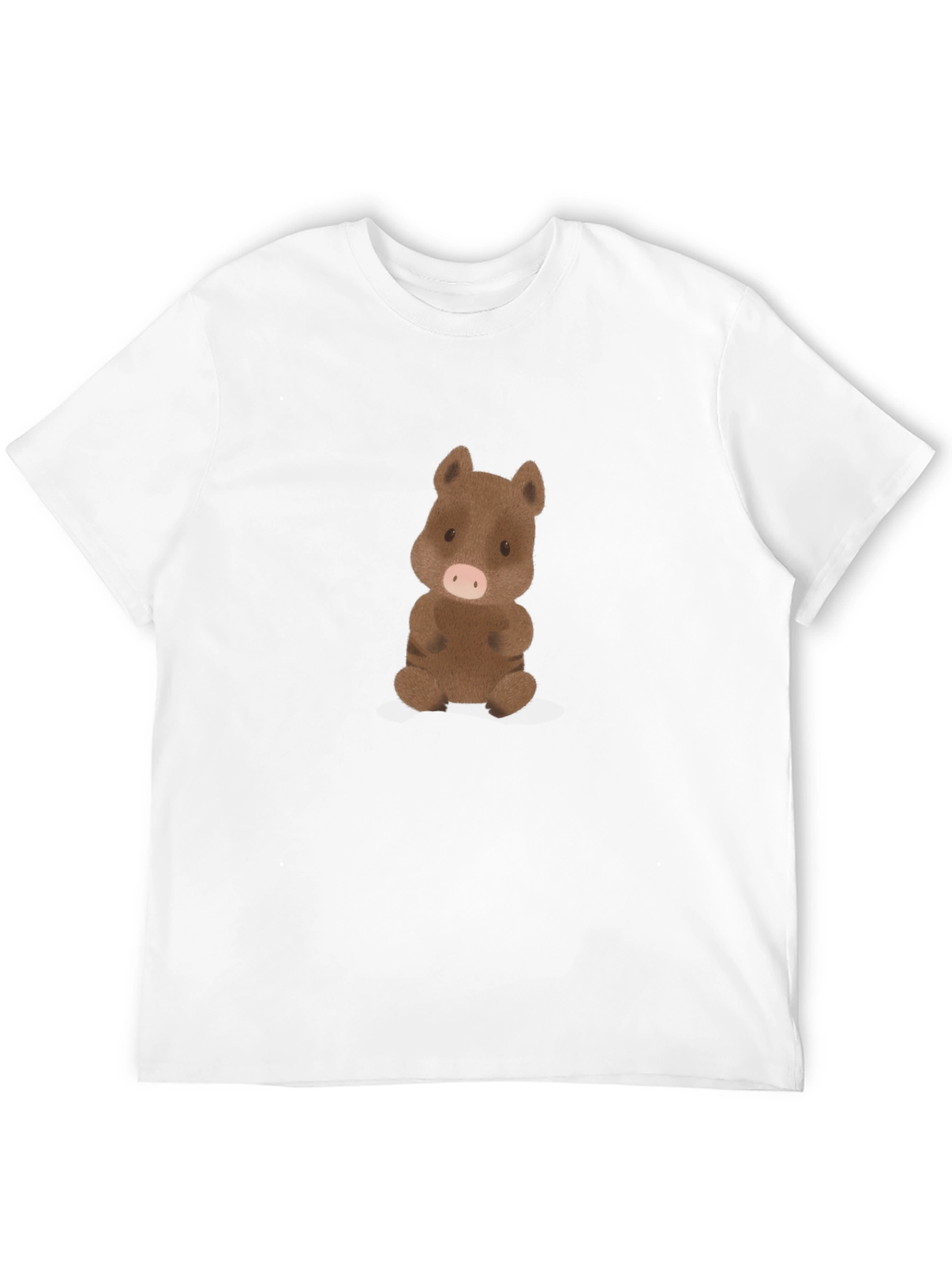 Cute Cartoon Boar Black T-Shirt