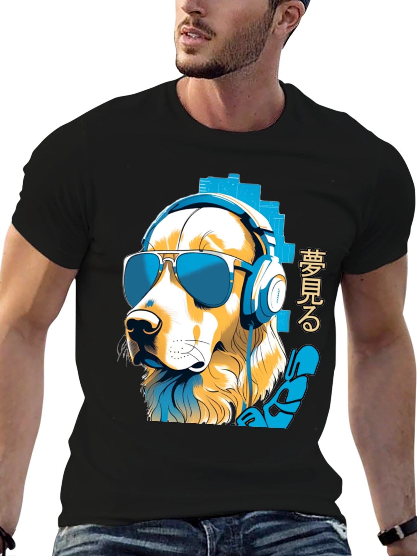 Dog with Headphones Graphic Tee