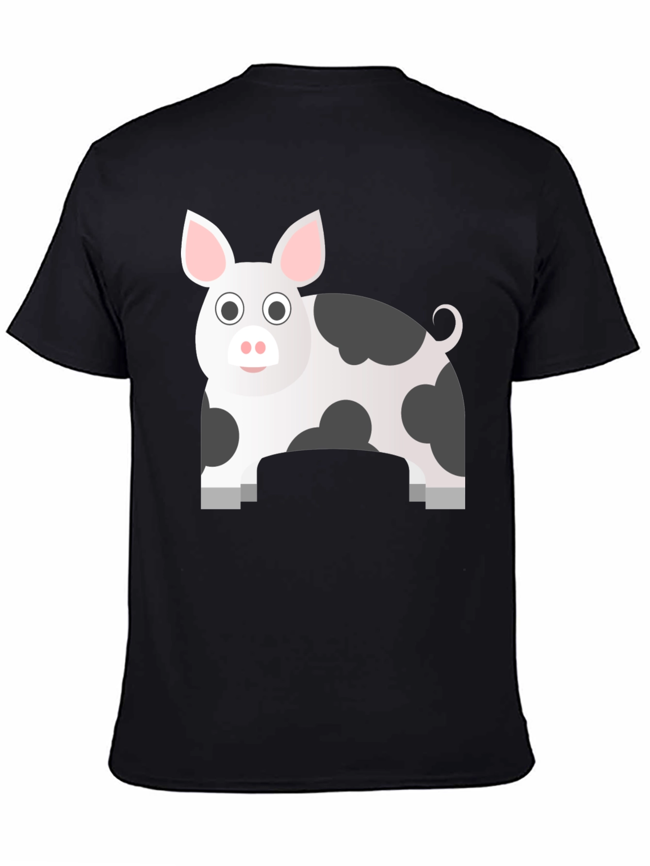 Pig Cartoon Graphic Black T-Shirt