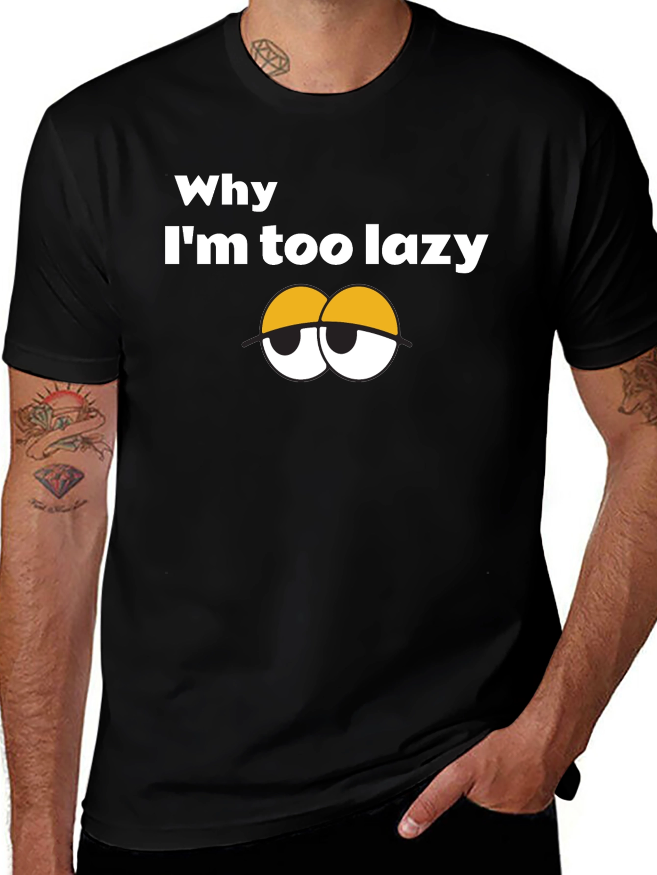 Lazy Eyes Graphic Tee - Black Cotton T-Shirt