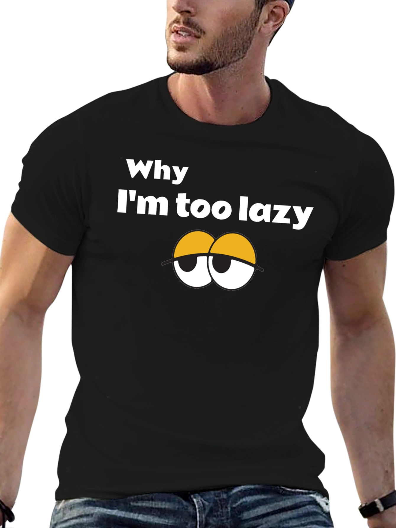 Lazy Eyes Graphic Tee - Black Cotton T-Shirt
