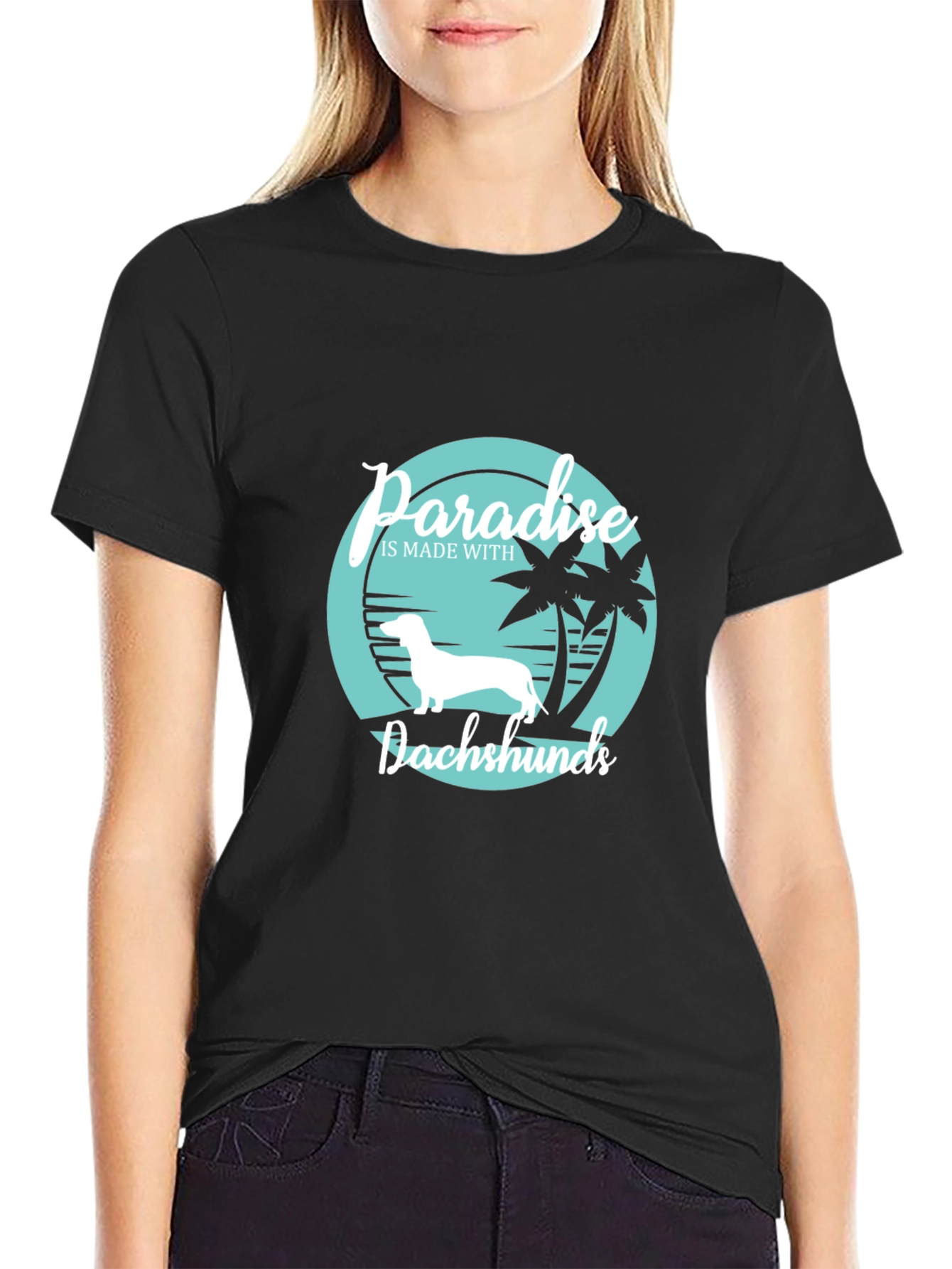 Paradise Dachshunds Graphic T-Shirt Black