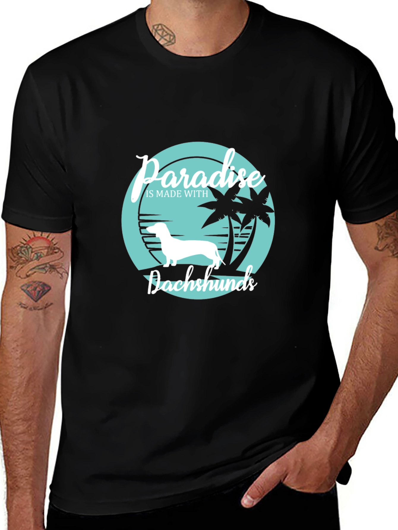 Paradise Dachshunds Graphic T-Shirt Black