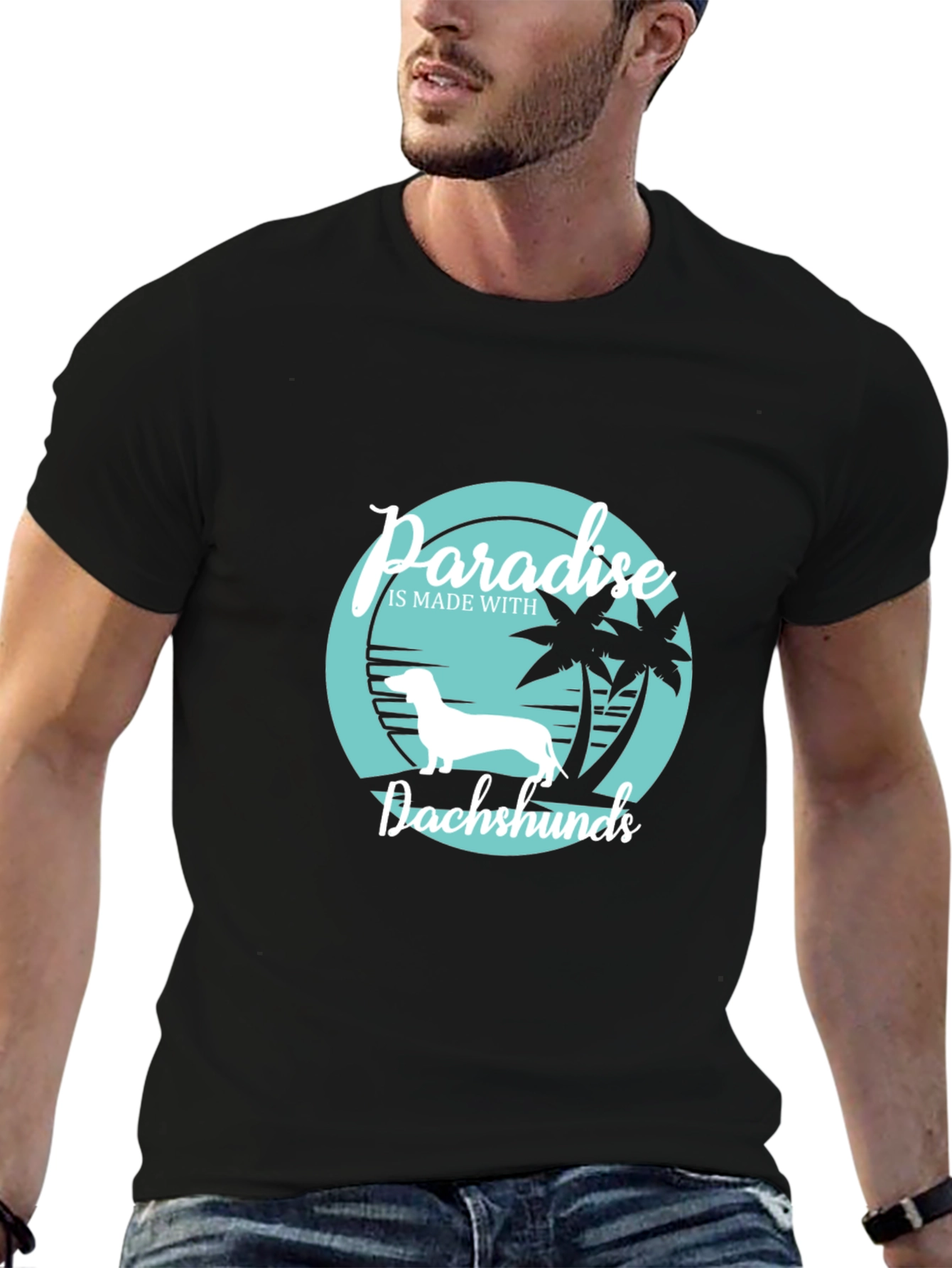 Paradise Dachshunds Graphic T-Shirt Black