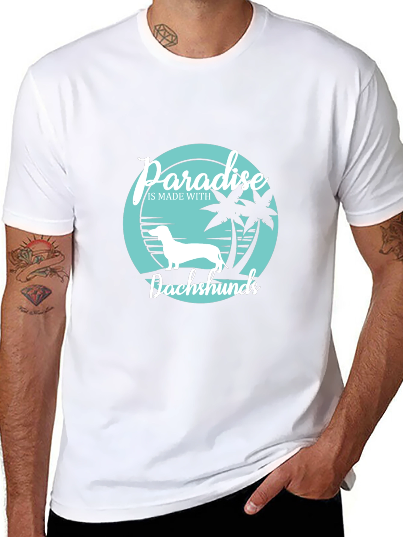 Paradise Dachshunds Graphic T-Shirt Black