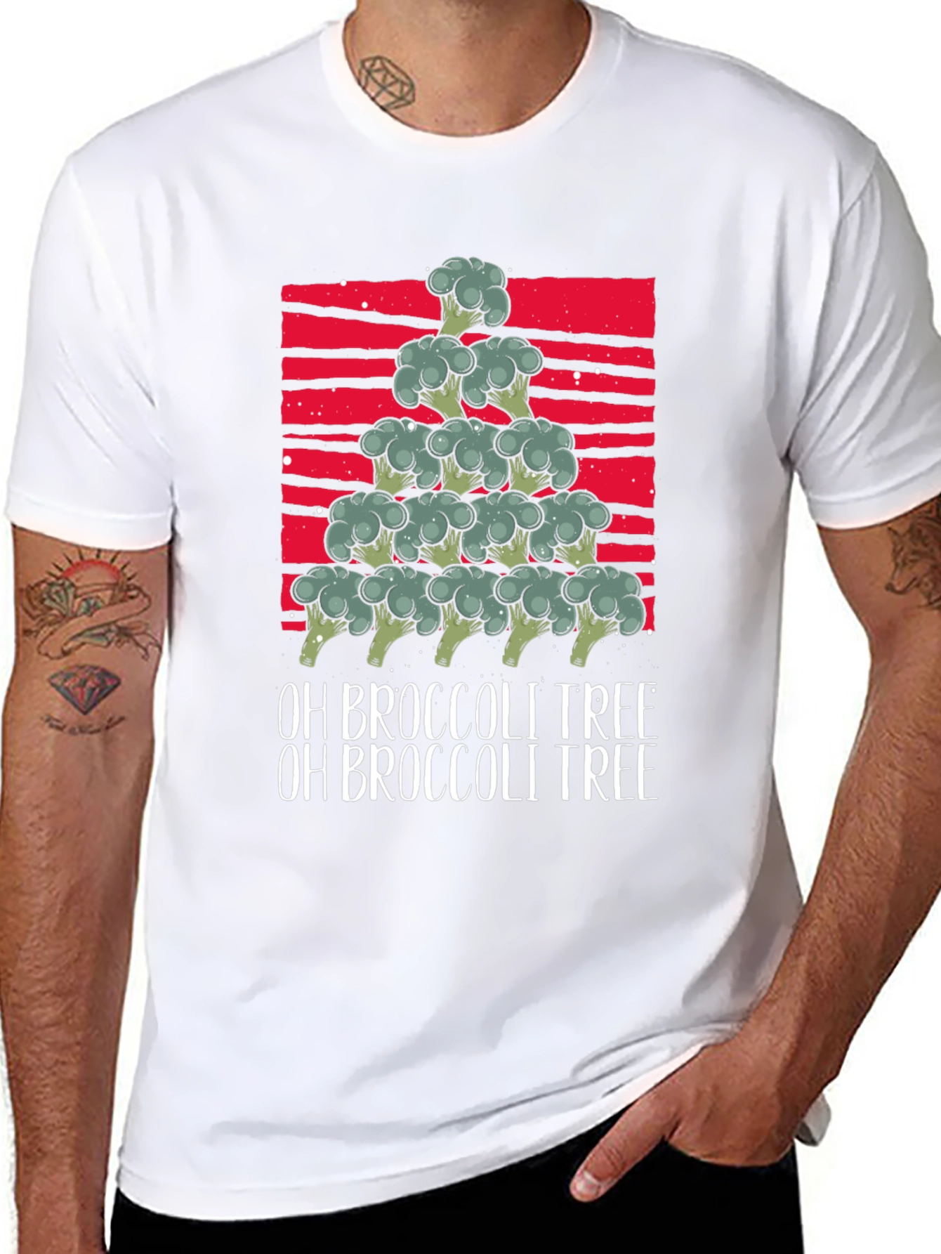 Oh Broccoli Tree Funny Christmas T-Shirt