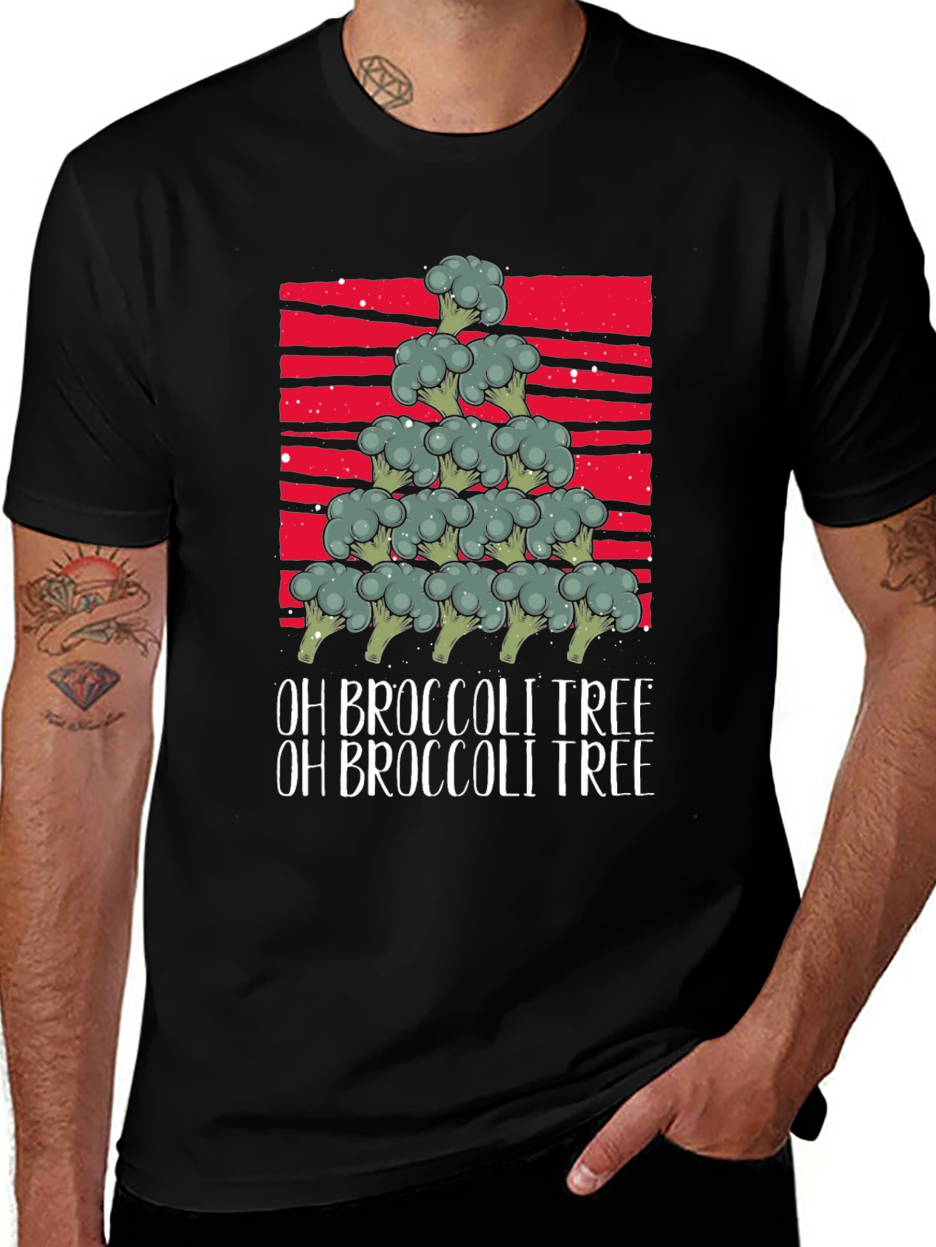 Oh Broccoli Tree Funny Christmas T-Shirt