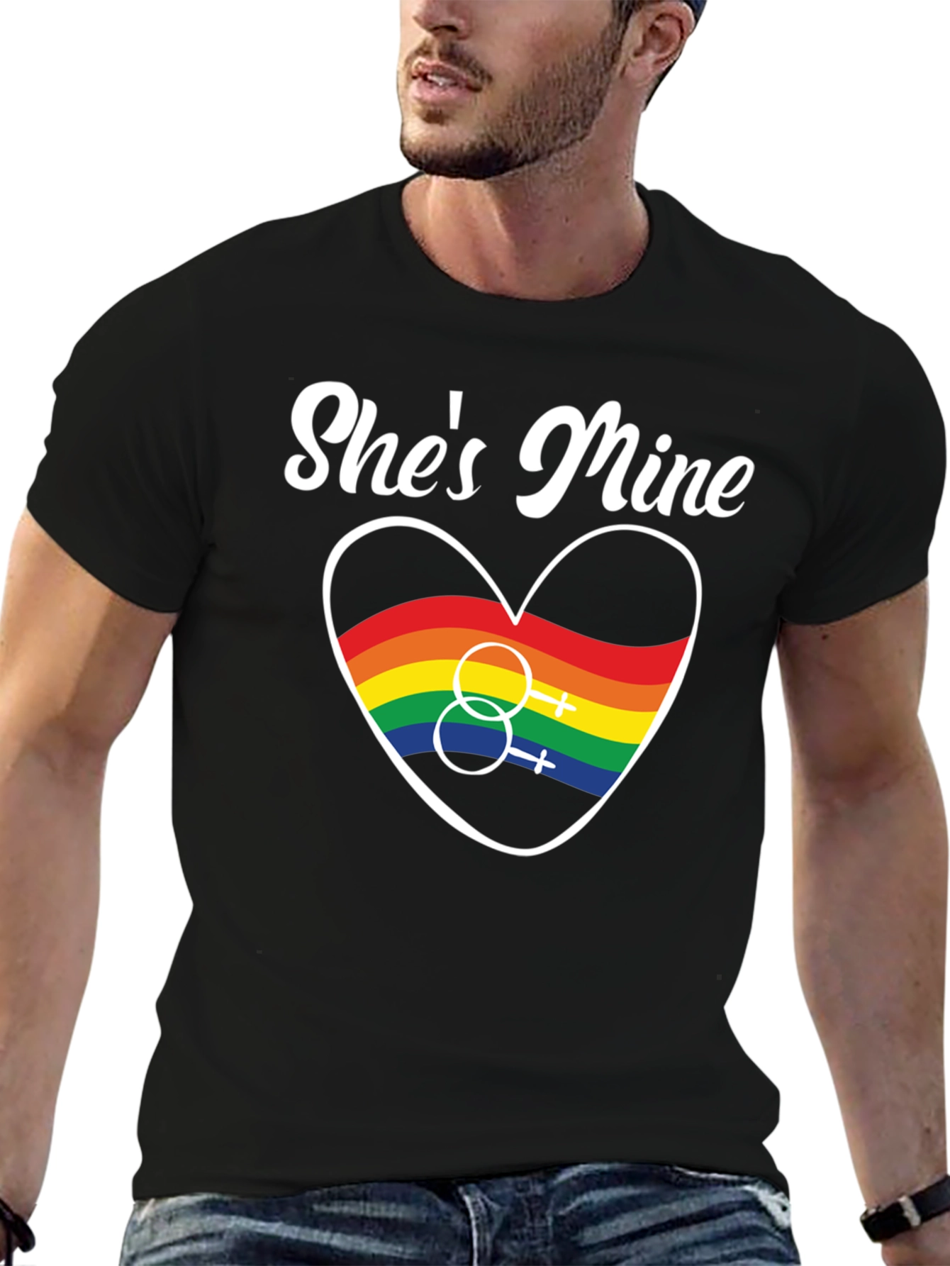 Shes Mine LGBT Pride Rainbow Heart T-Shirt