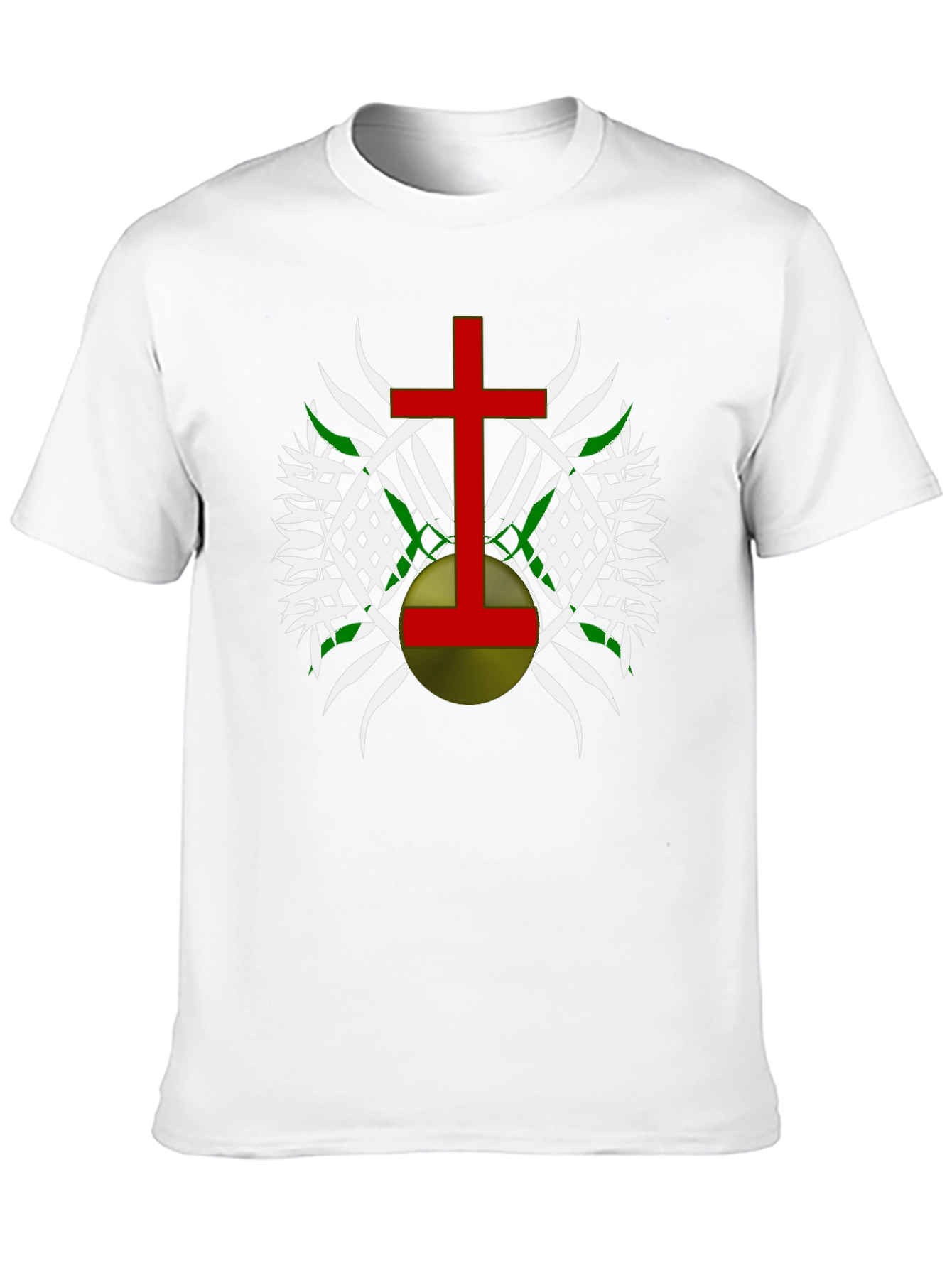 Graphic Tee - Red Cross Design on Black Cotton