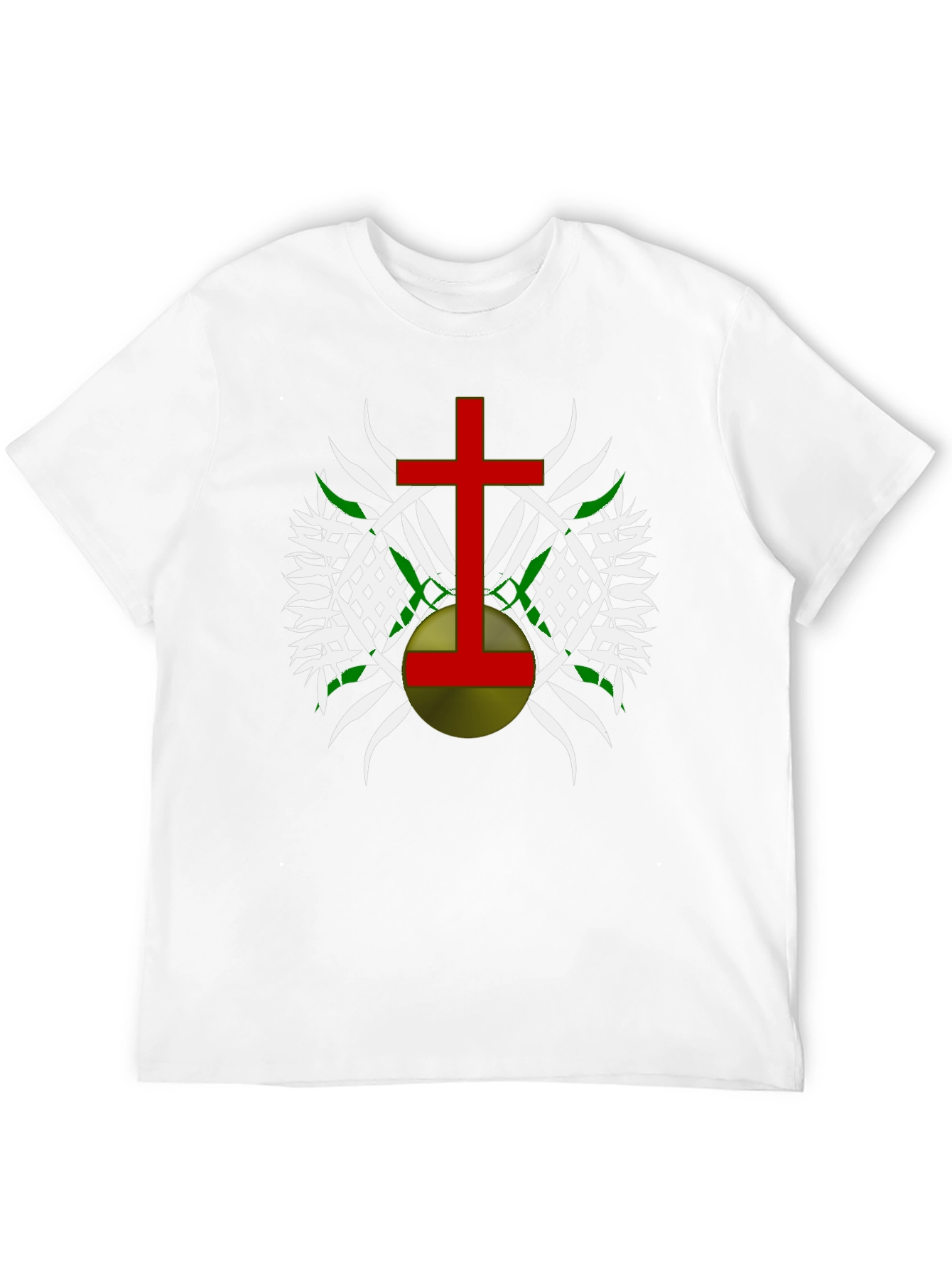 Graphic Tee - Red Cross Design on Black Cotton