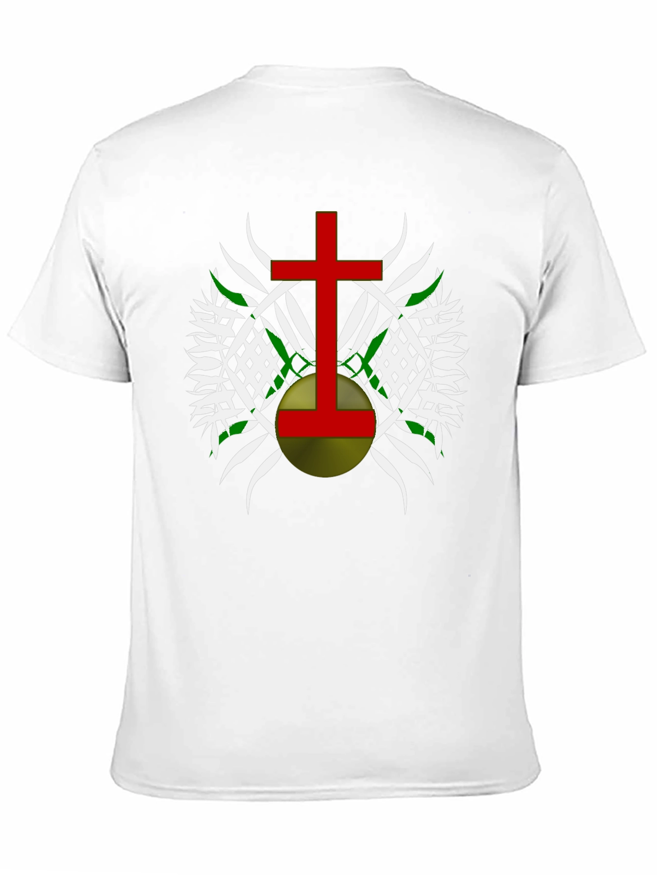 Graphic Tee - Red Cross Design on Black Cotton